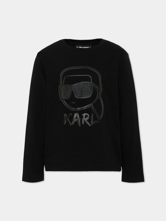 T-shirt a manica lunga nera Ikonik,Karl Lagerfeld Kids,Z31360 09B