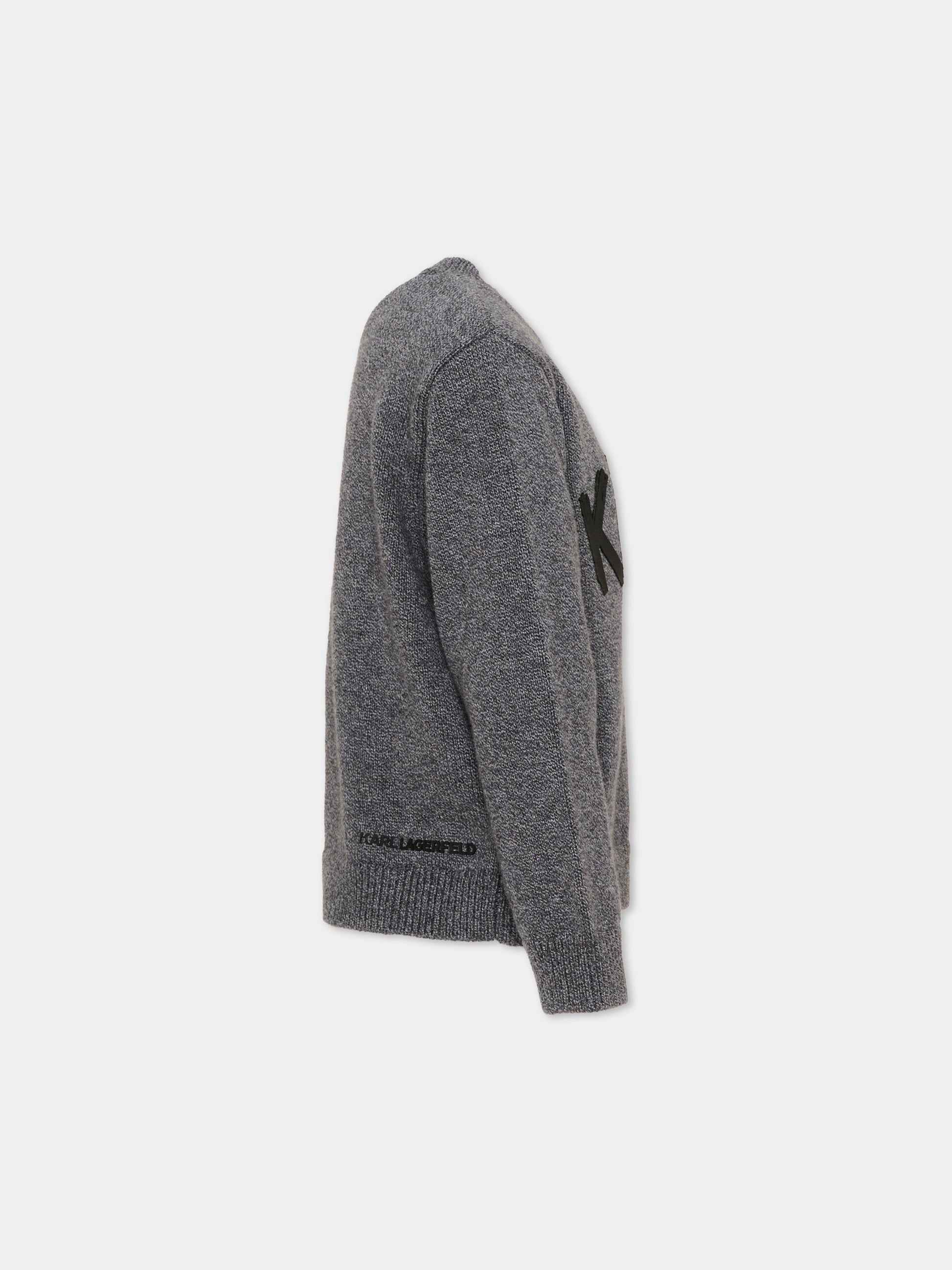 Maglione grigio per bambino con logo,Karl Lagerfeld Kids,Z31380 A65
