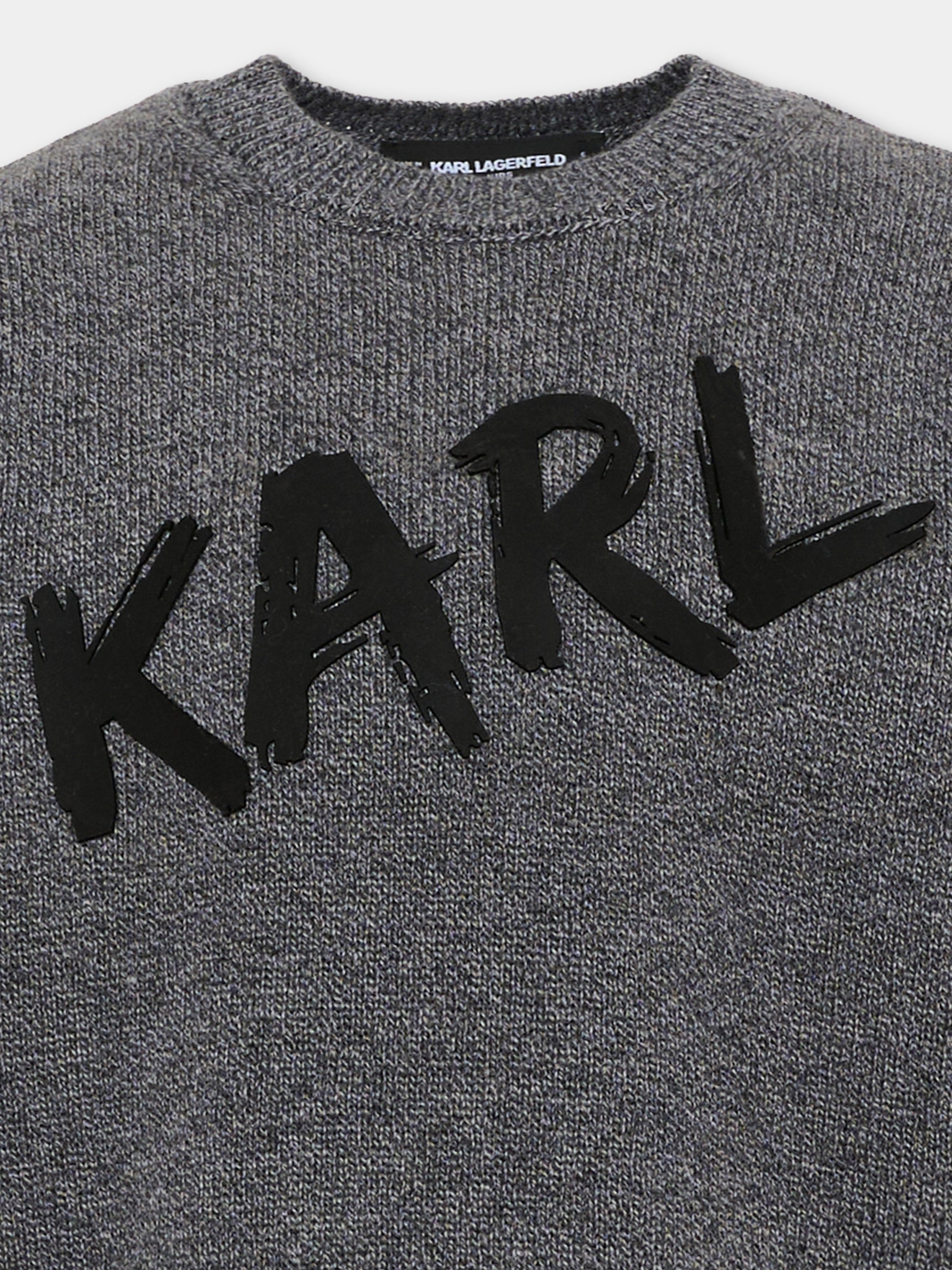 Maglione grigio per bambino con logo,Karl Lagerfeld Kids,Z31380 A65