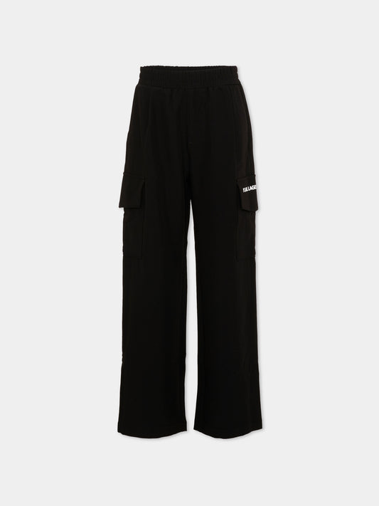 Pantalone nero con tasche cargo,Karl Lagerfeld Kids,Z31387 09B