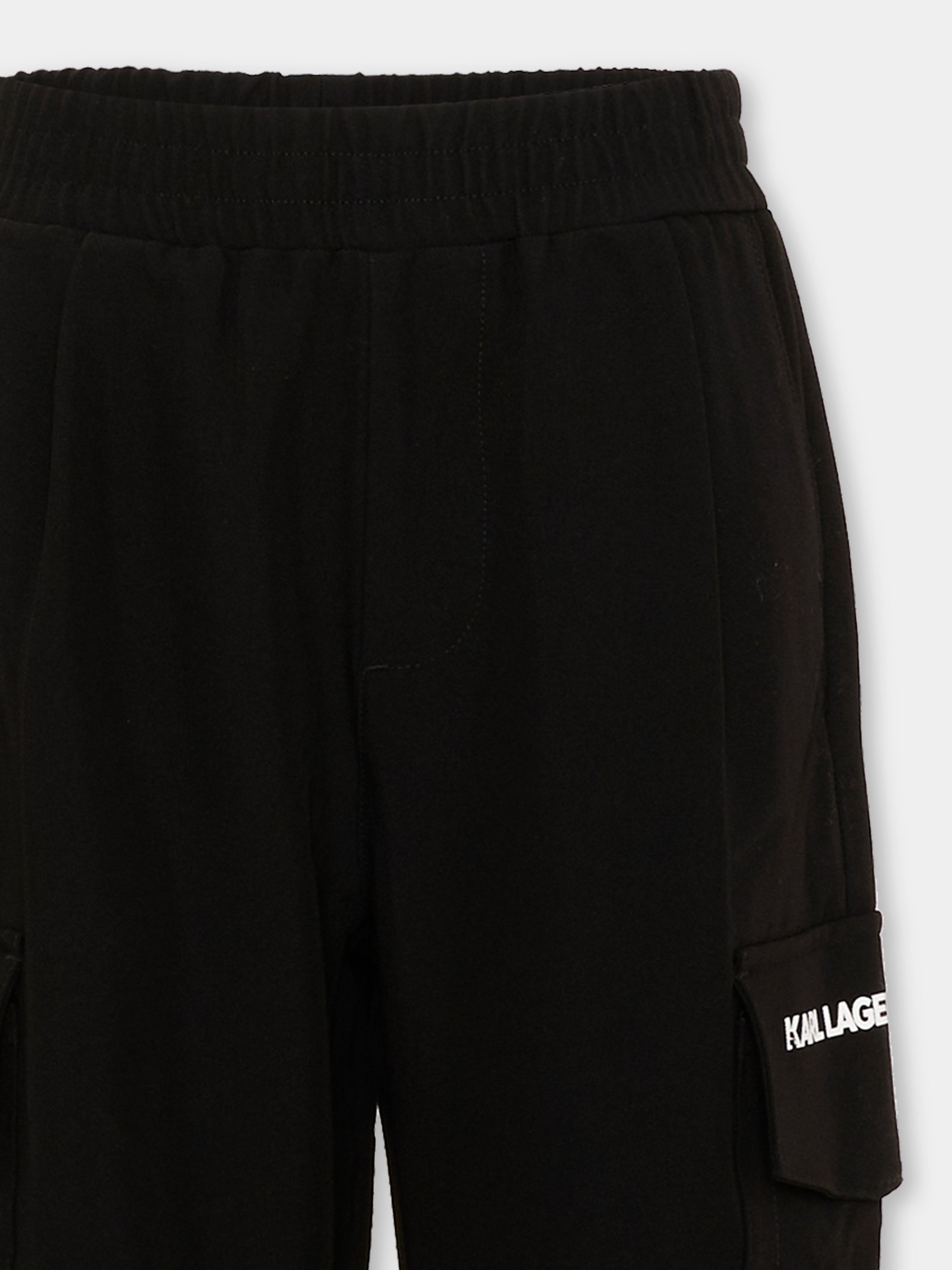 Pantalone nero con tasche cargo,Karl Lagerfeld Kids,Z31387 09B