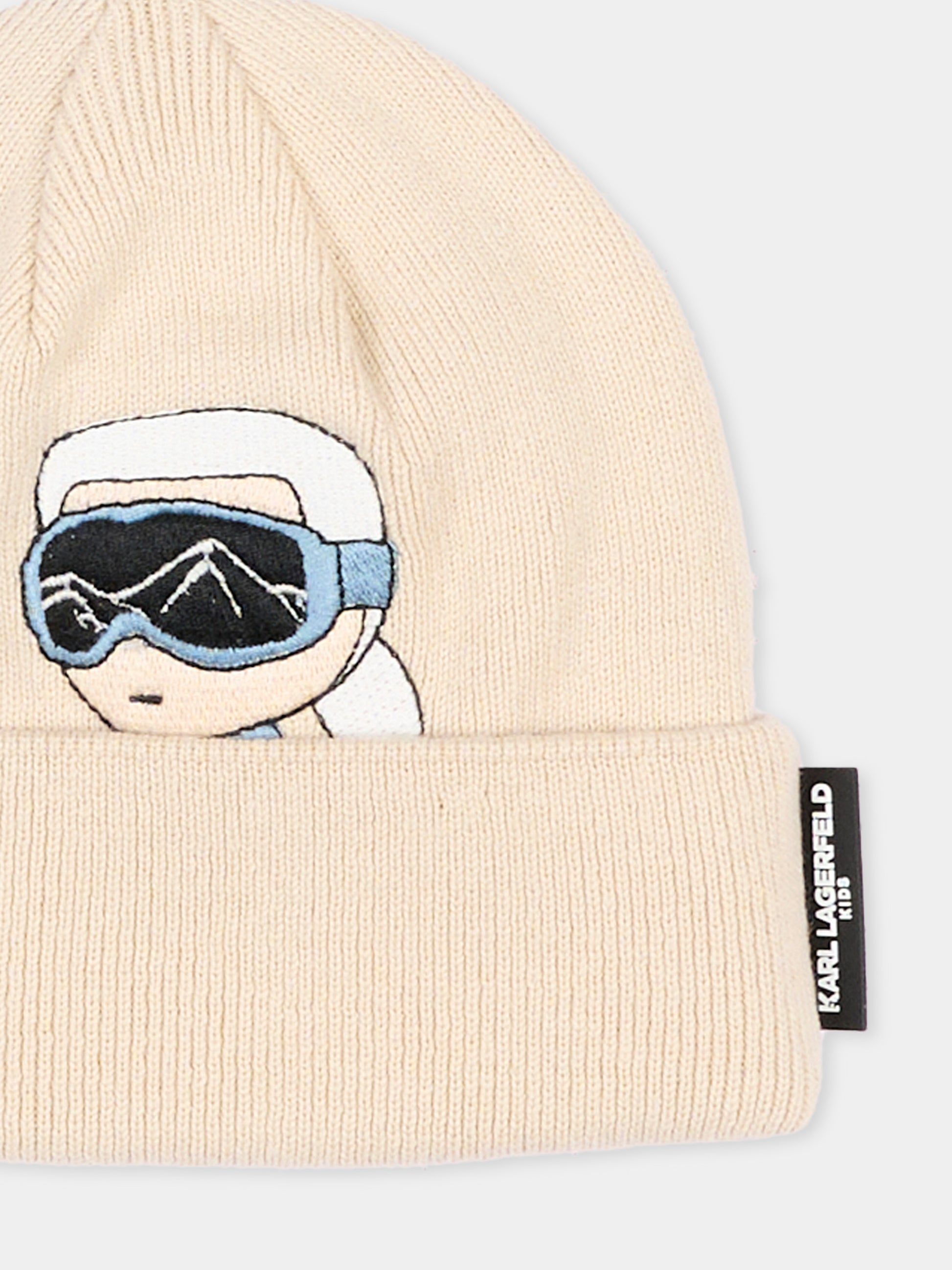 Berretto beige per neonato con Ikonik Karl,Karl Lagerfeld Kids,Z31421 184
