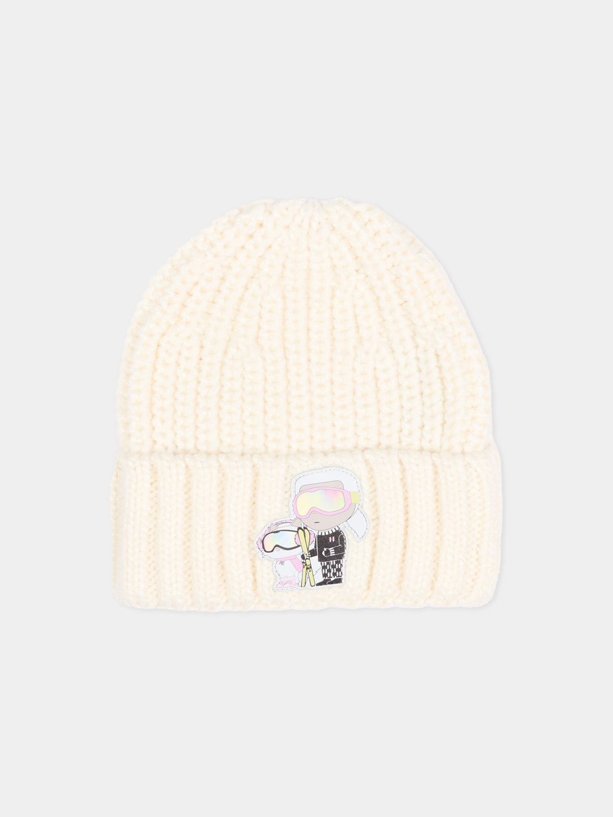 Berretto avorio per bambina con Ikonik Karl,Karl Lagerfeld Kids,Z31428 182