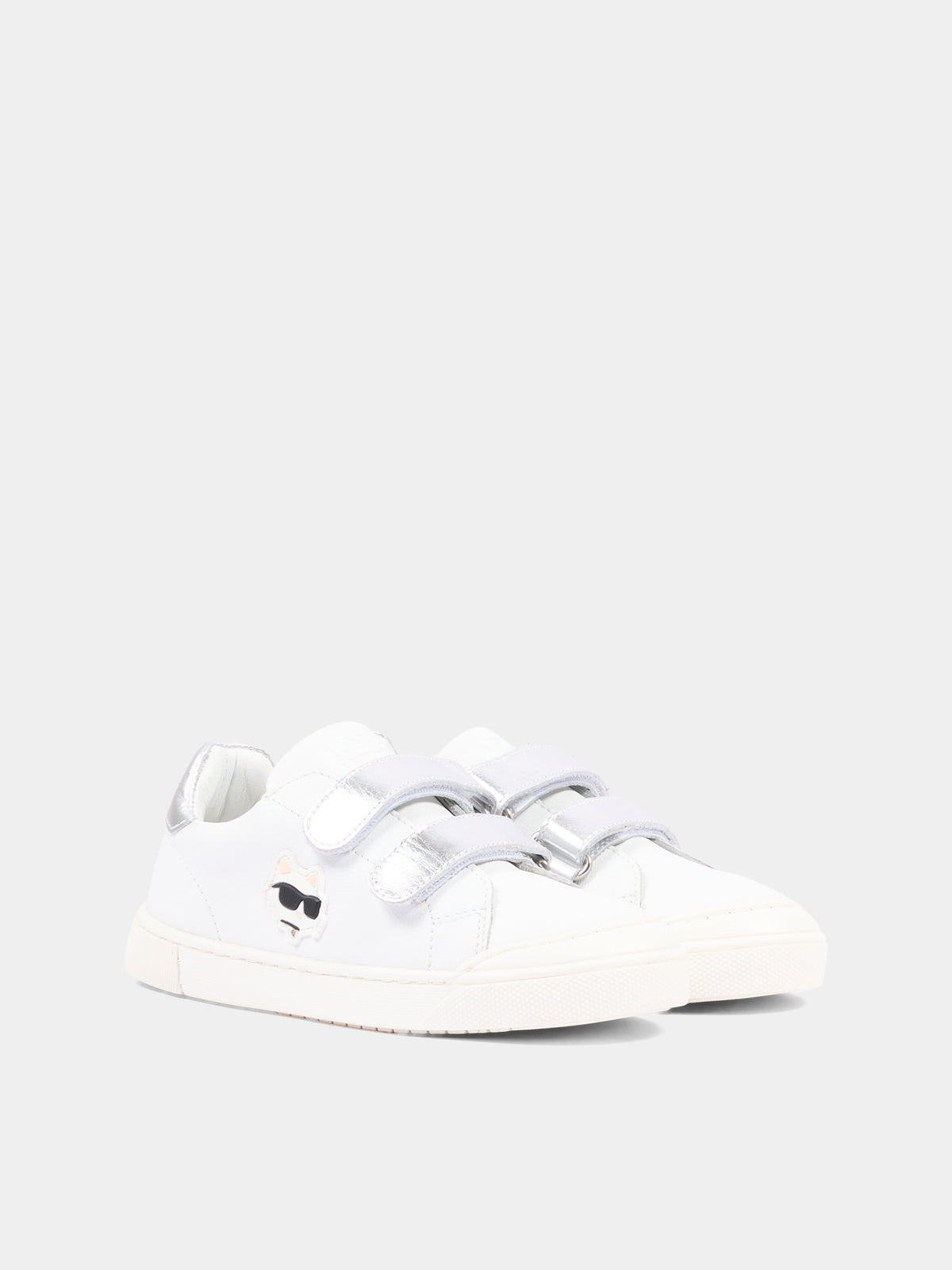 Sneakers bianche per bambina con logo,Karl Lagerfeld Kids,Z31448 10P