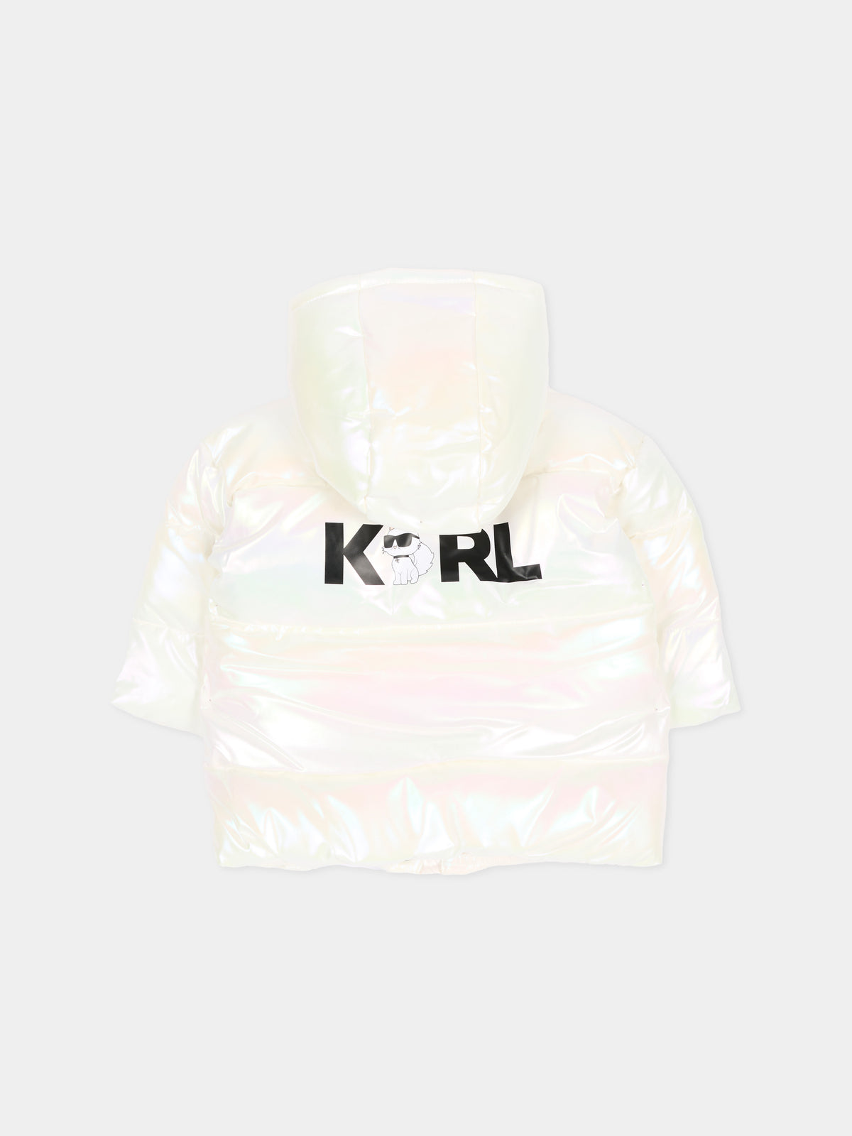 Piumino bianco per neonata con logo,Karl Lagerfeld Kids,Z31481 N57