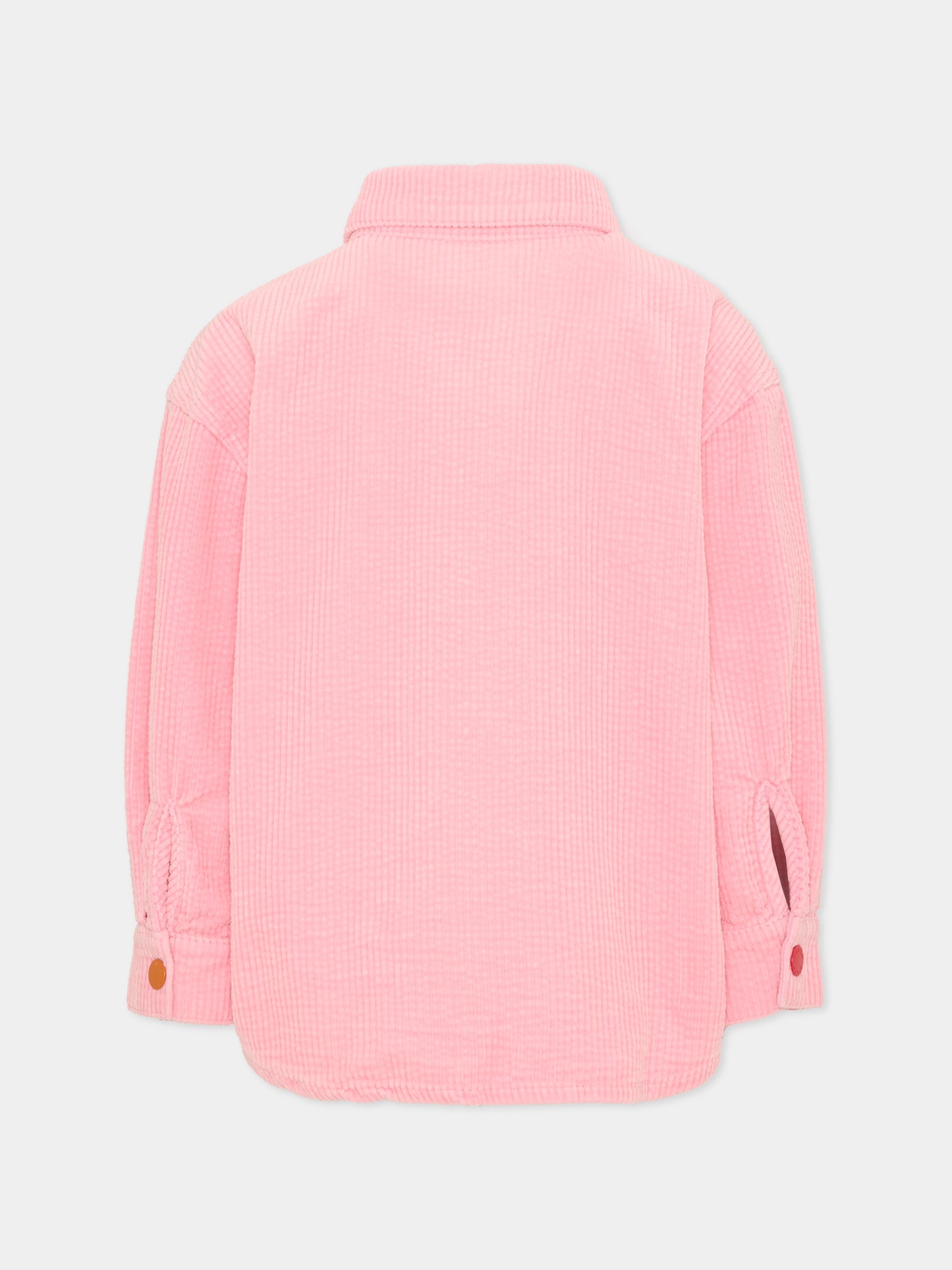 Camicia a manica lunga rosa per bambina con patch,Kenzo Kids,K61910 45A