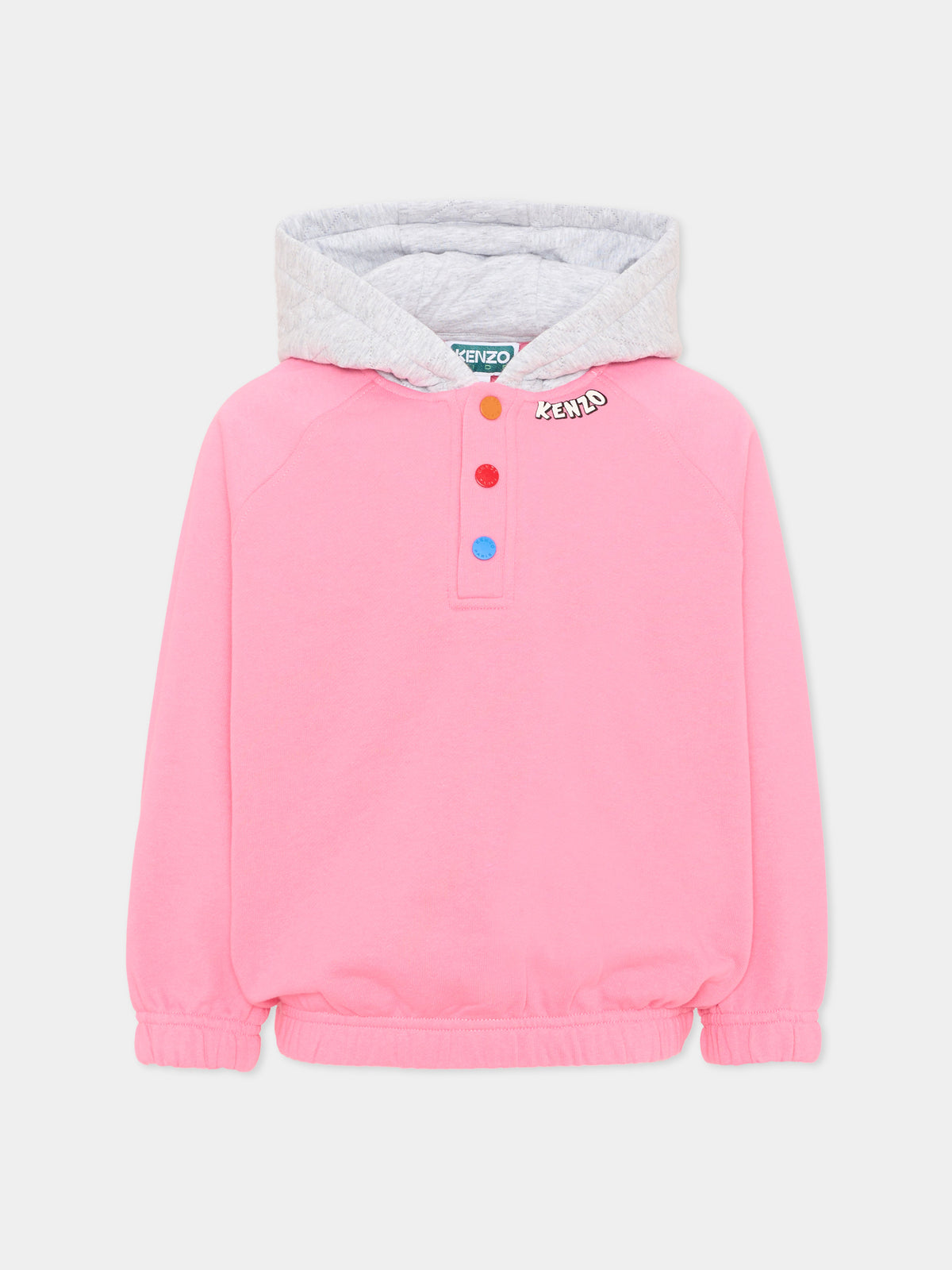 Felpa rosa per bambina con logo,Kenzo Kids,K61913 45A