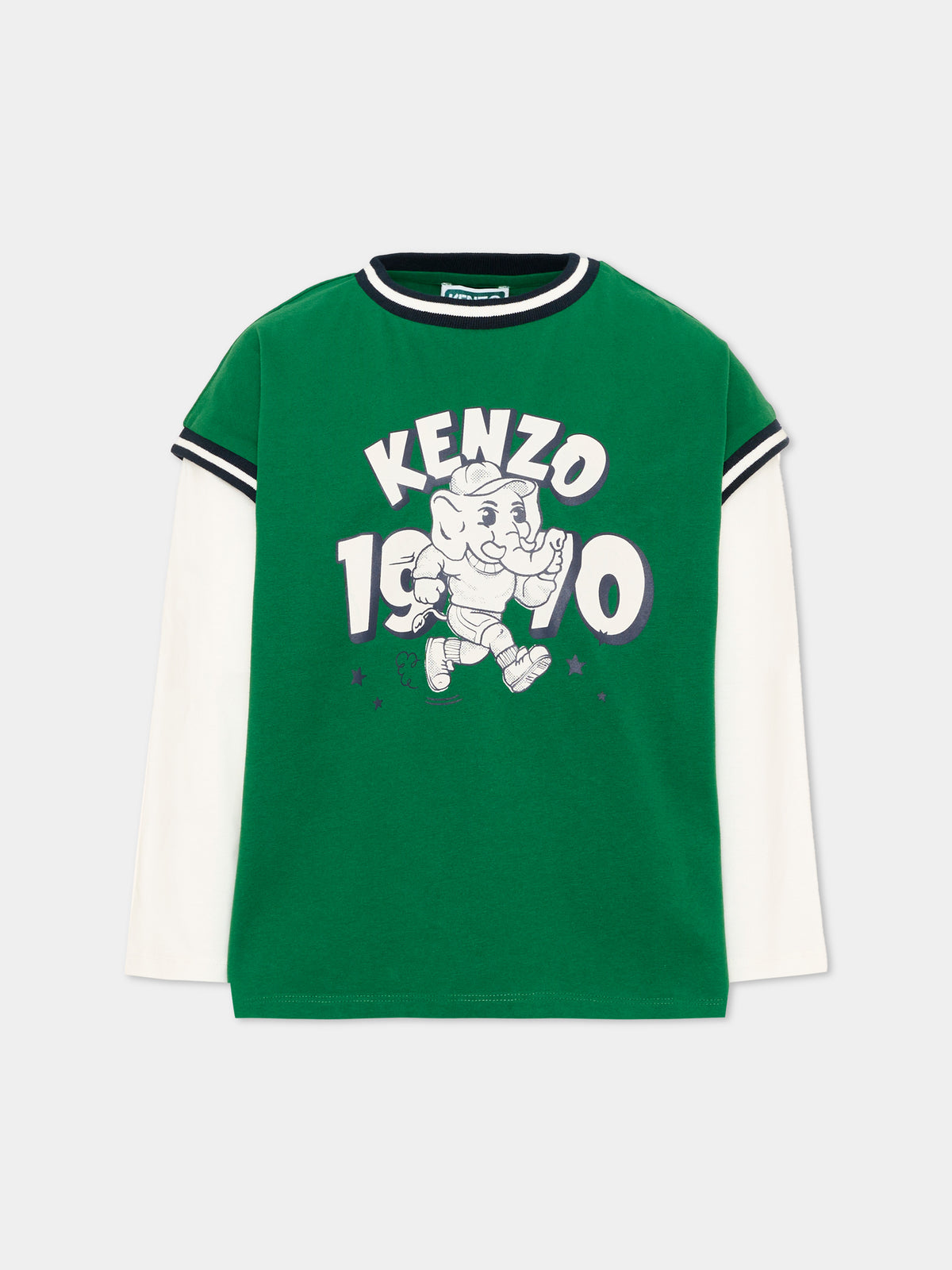 T-shirt verde per bambino con logo,Kenzo Kids,K61931 651