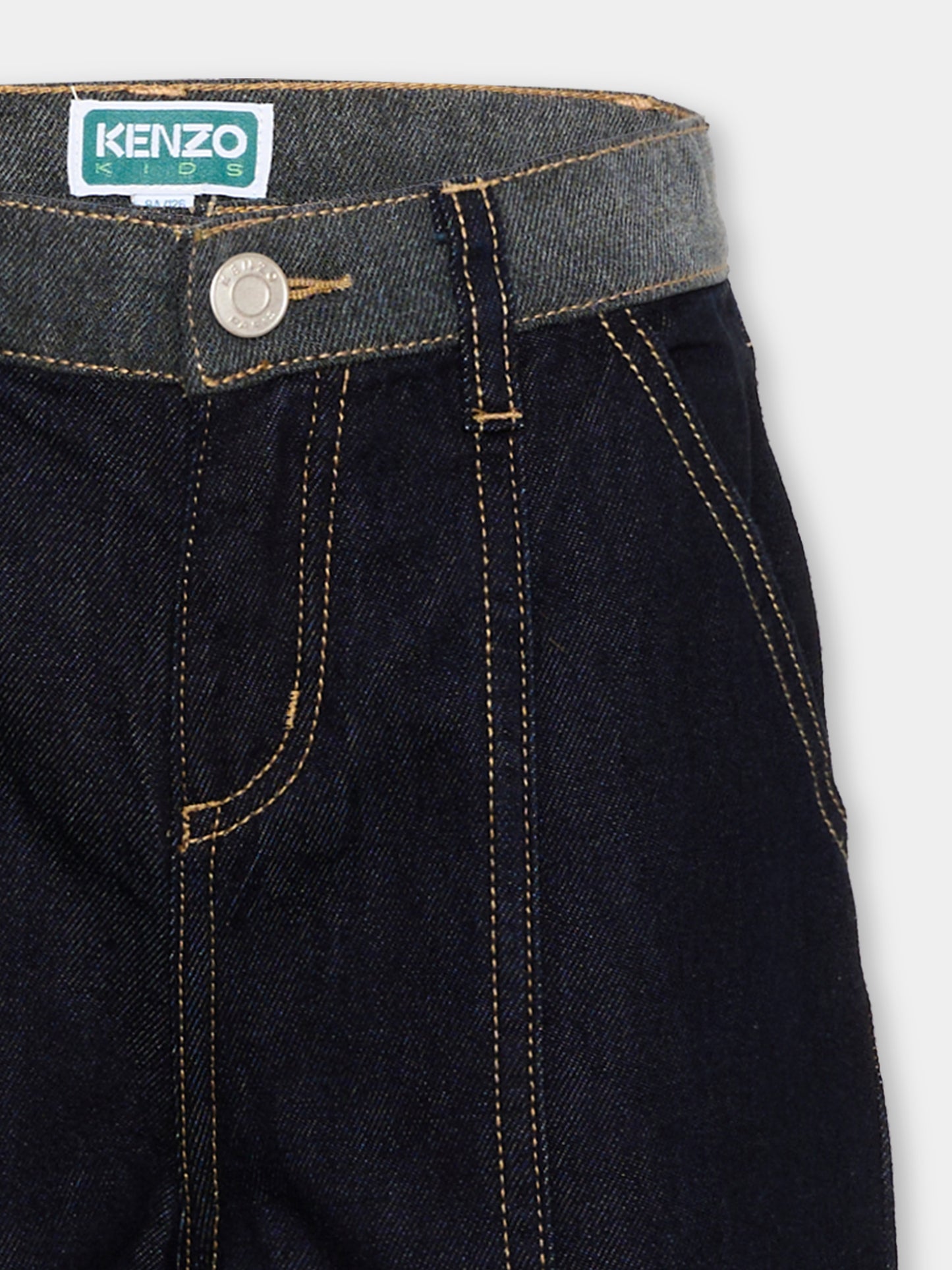 Jeans denim per bambini con patch logo,Kenzo Kids,K61962 Z35