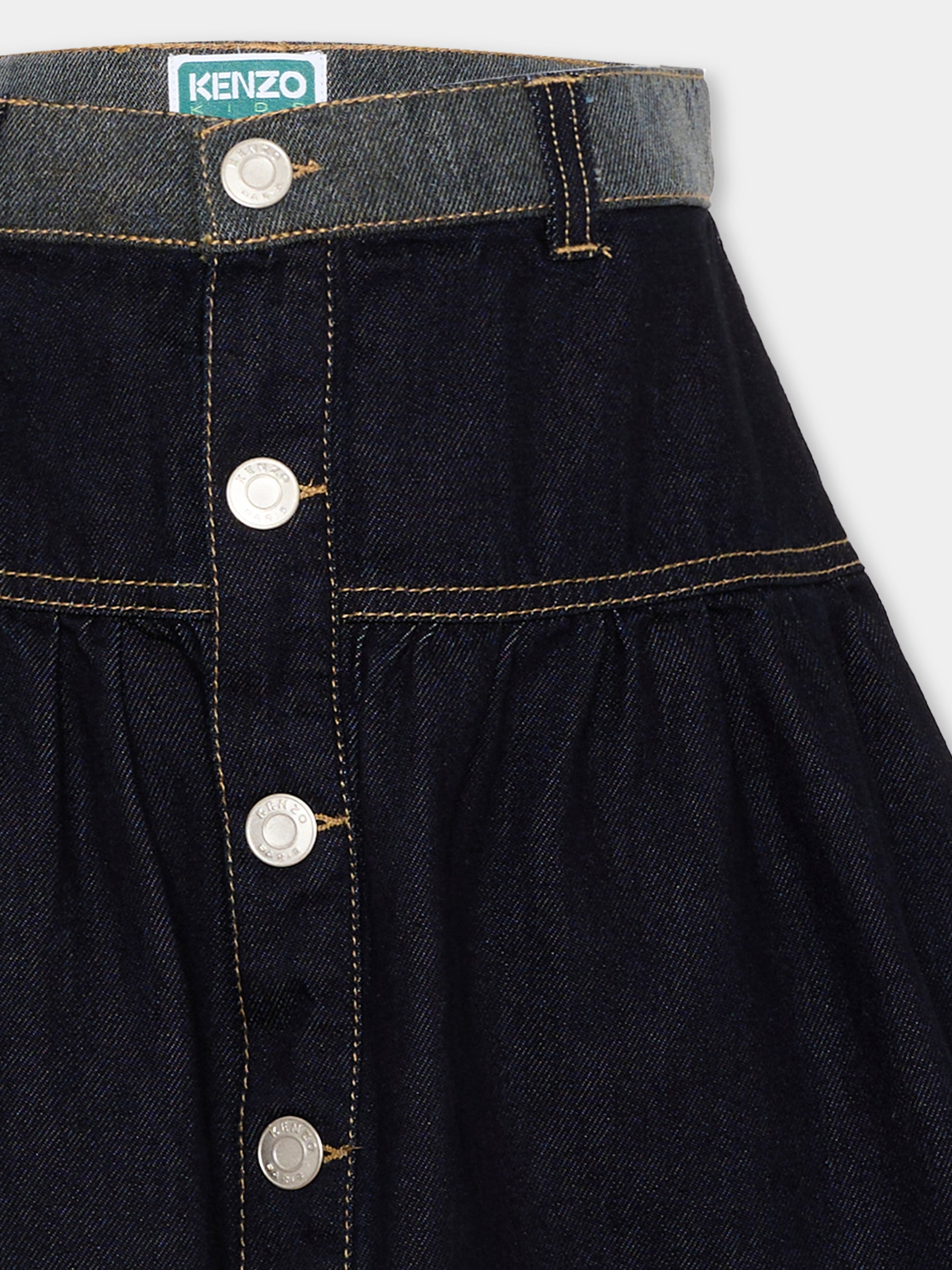 Gonna denim per bambina con patch logo,Kenzo Kids,K61965 Z35