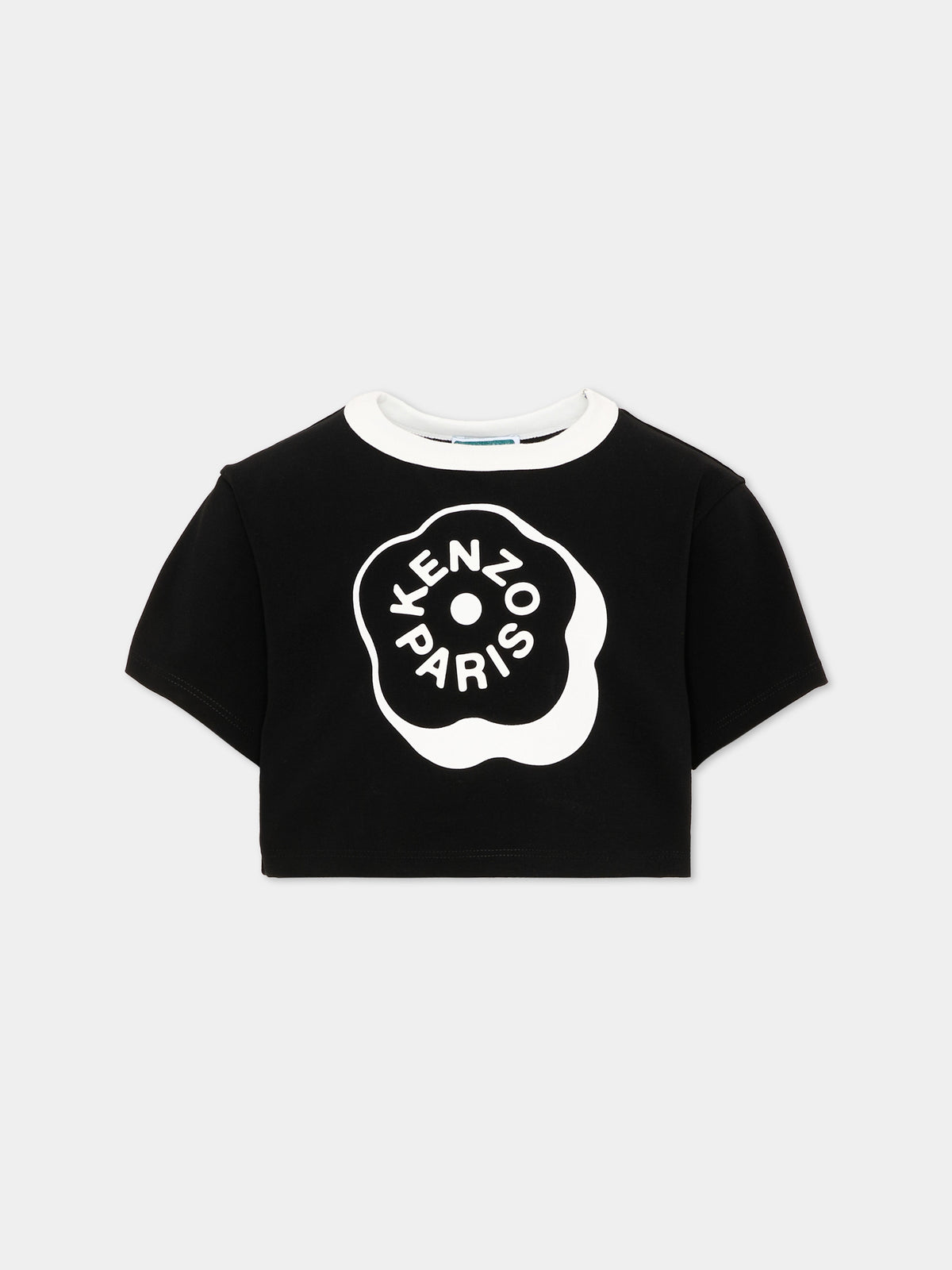 T-shirt nera per bambina con logo,Kenzo Kids,K62004 09B