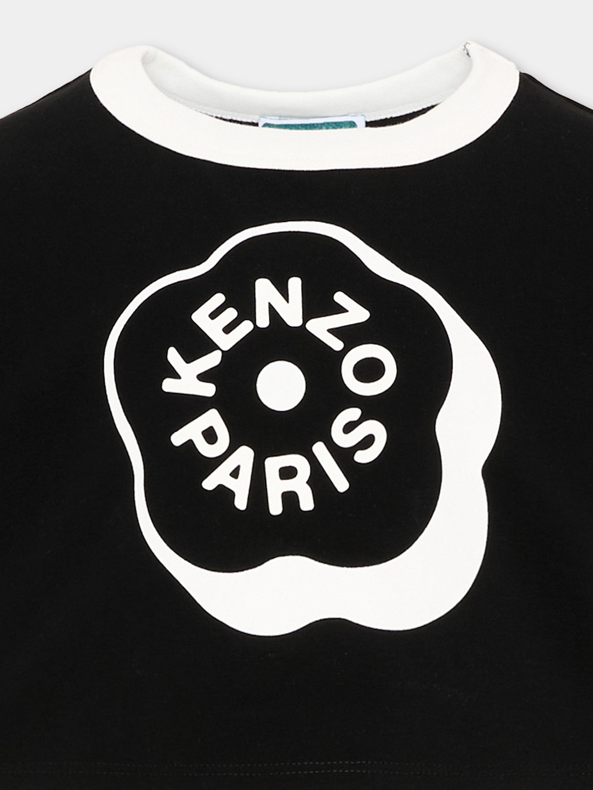 T-shirt nera per bambina con logo,Kenzo Kids,K62004 09B