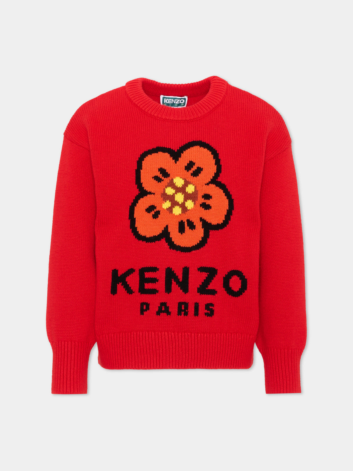 Maglione rosso per bambina con logo,Kenzo Kids,K62007 990