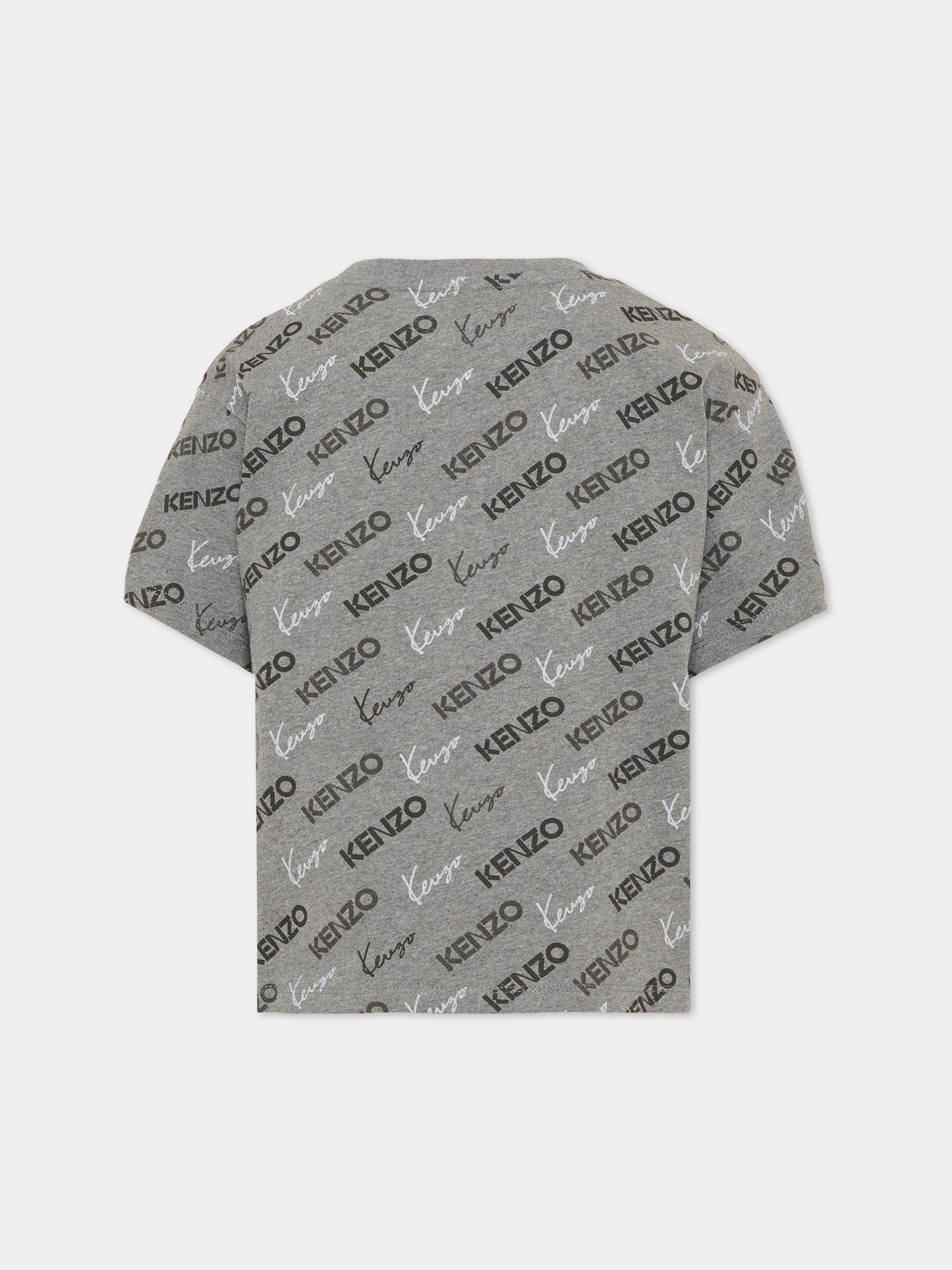 T-shirt a manica corta grigia per bambino con logo,Kenzo Kids,K62013 A29