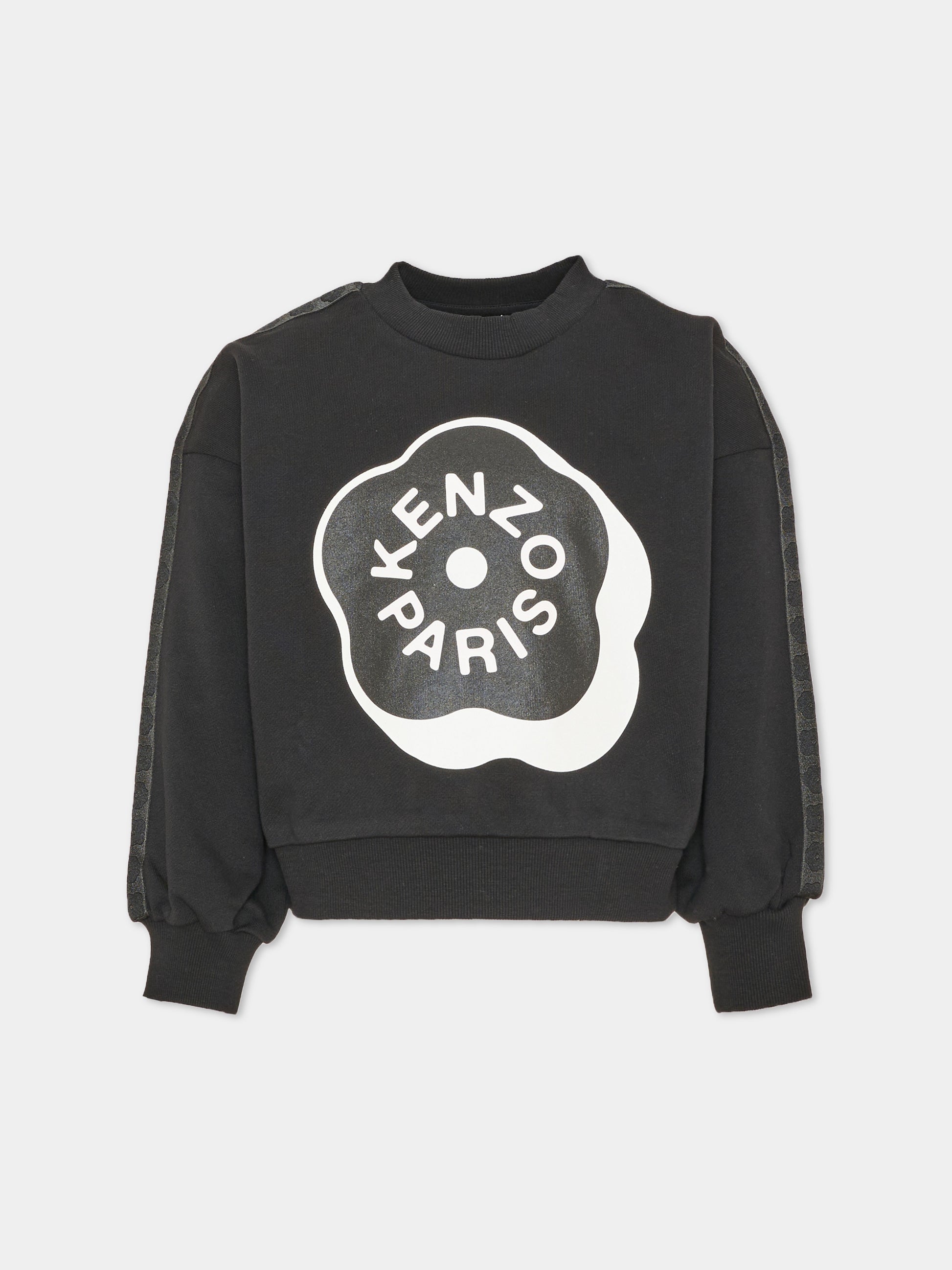 Felpa girocollo nera per bambina con stampa,Kenzo Kids,K62016 09B