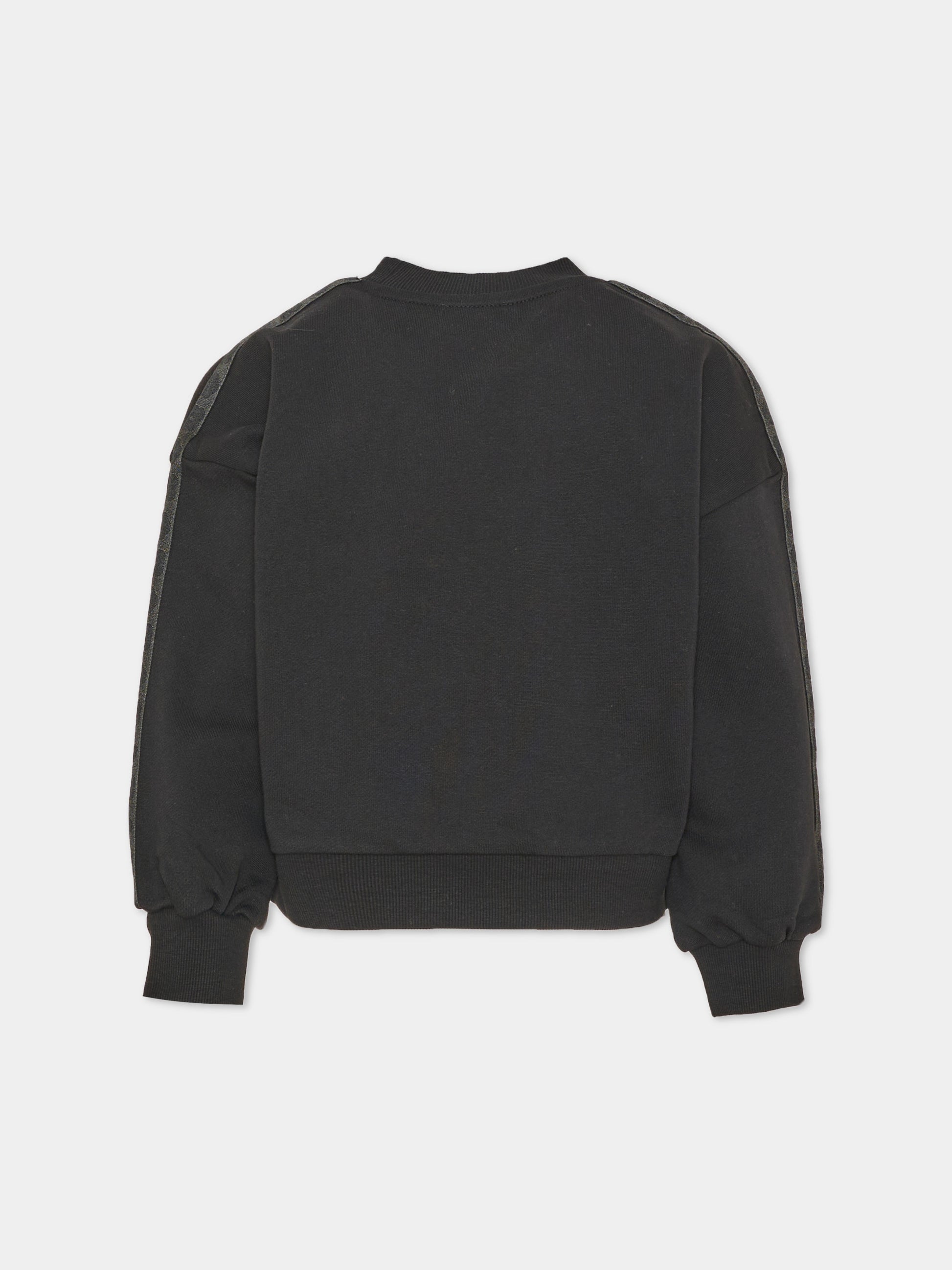 Felpa girocollo nera per bambina con stampa,Kenzo Kids,K62016 09B