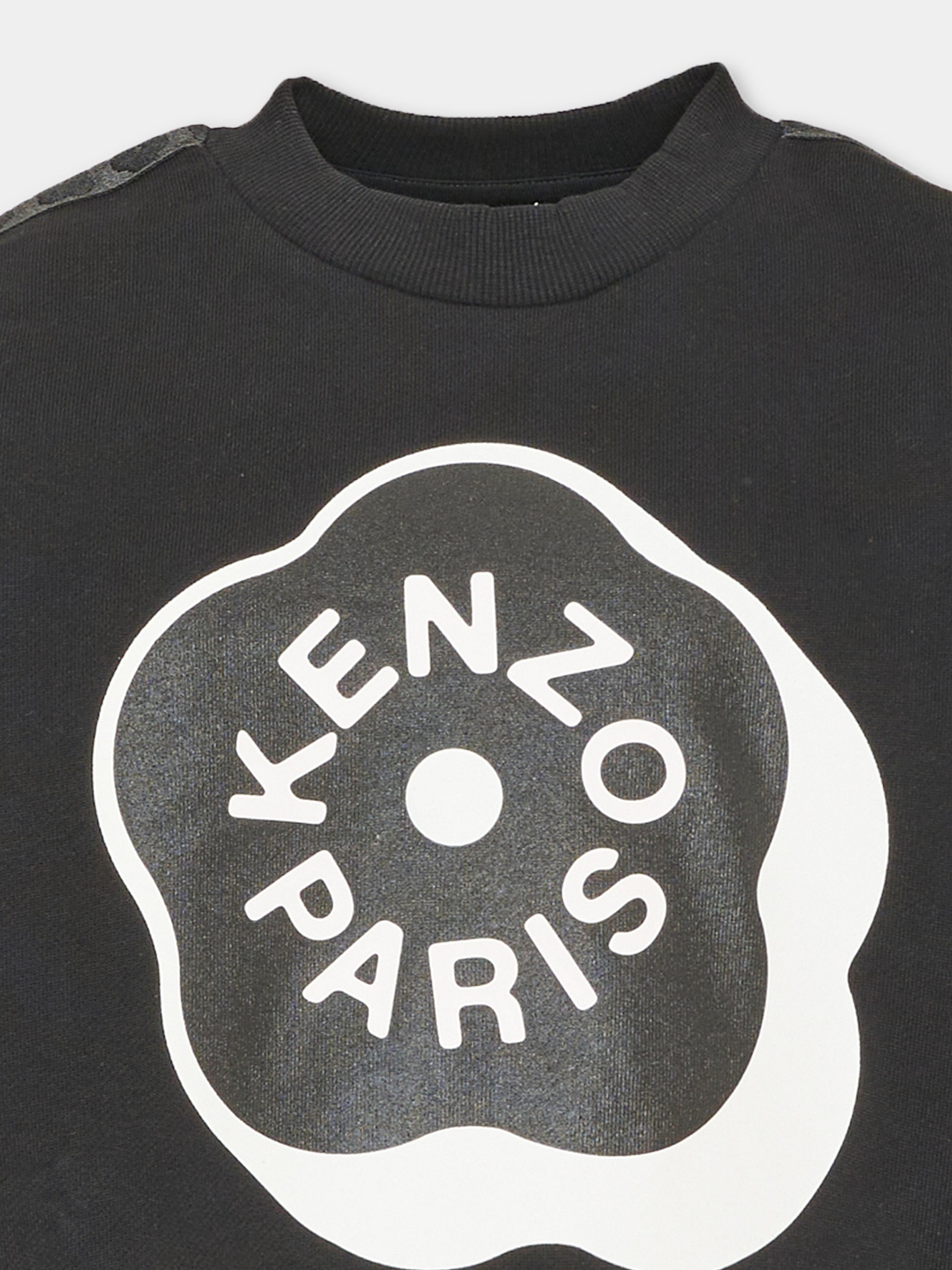 Felpa girocollo nera per bambina con stampa,Kenzo Kids,K62016 09B