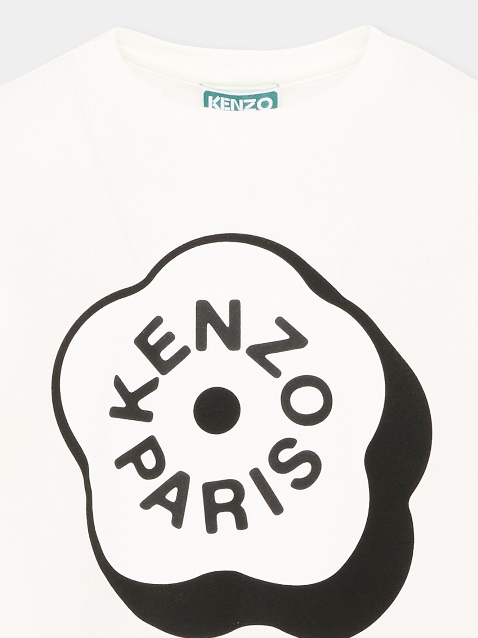 T-Shirt avorio per bambina con logo,Kenzo Kids,K62020 117