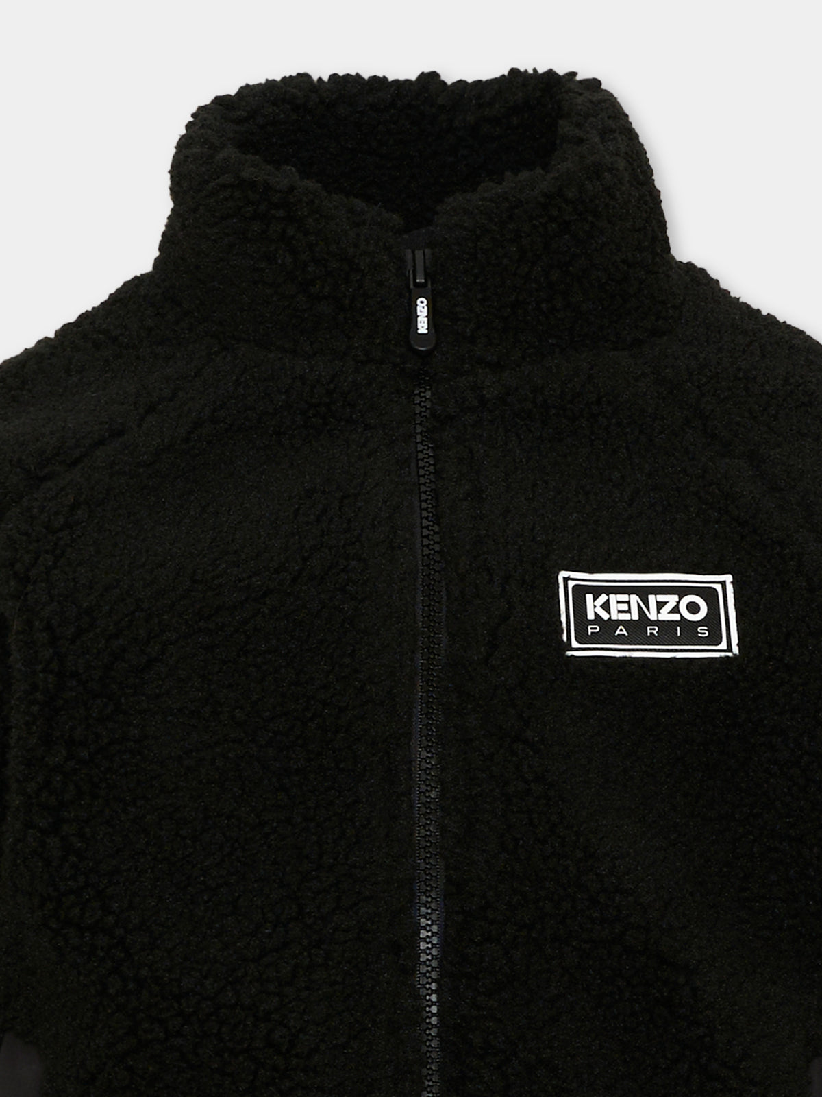 Ecopelliccia nera per bambini con logo,Kenzo Kids,K62038 09B