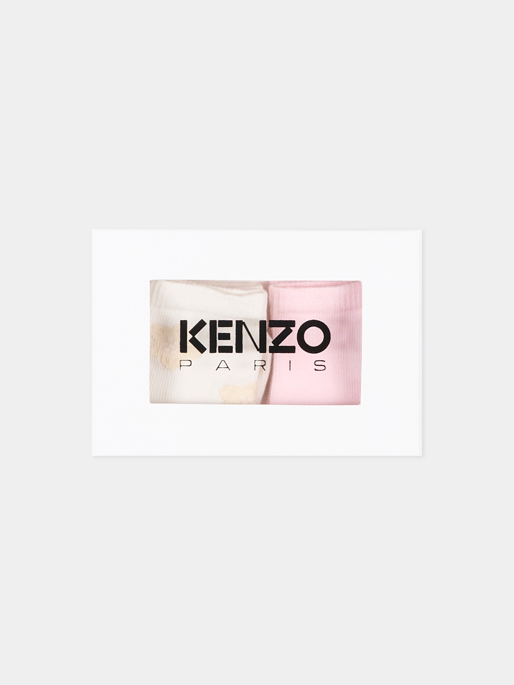 Calzini multicolor per neonata con fiori,Kenzo Kids,K62072 43B
