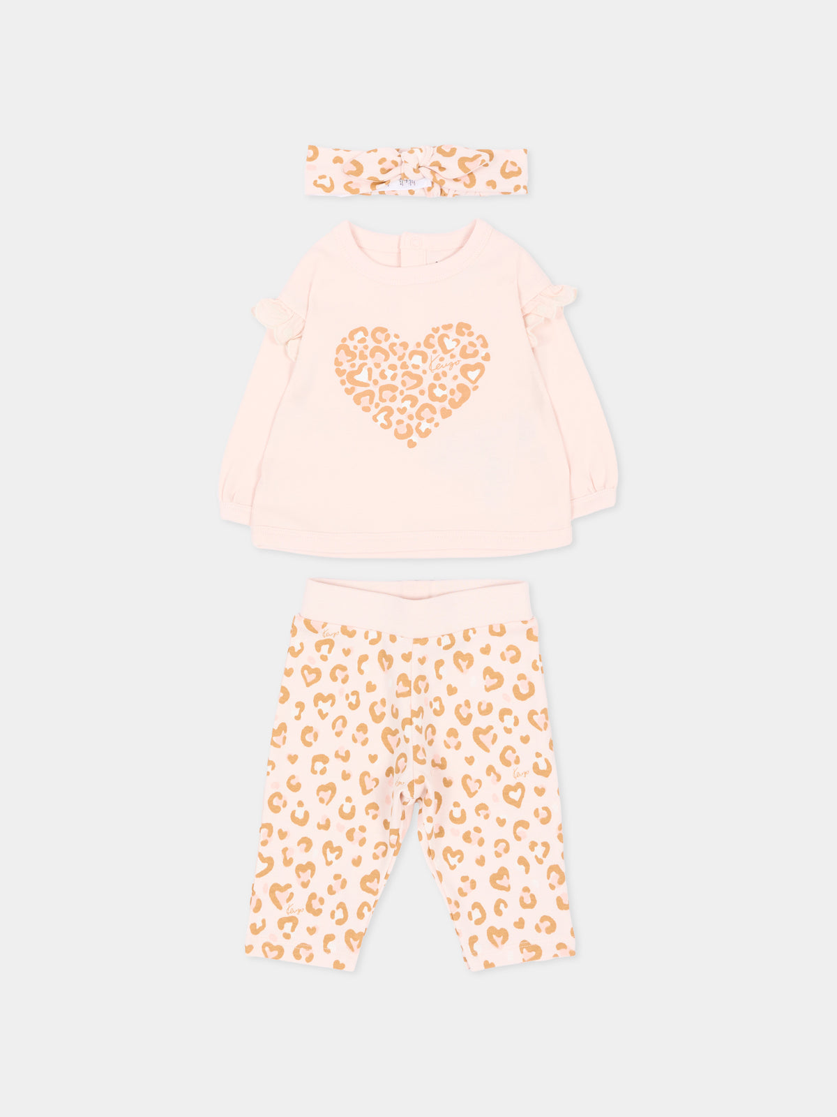 Completo nascita rosa per neonata con cuore,Kenzo Kids,K62096 43B
