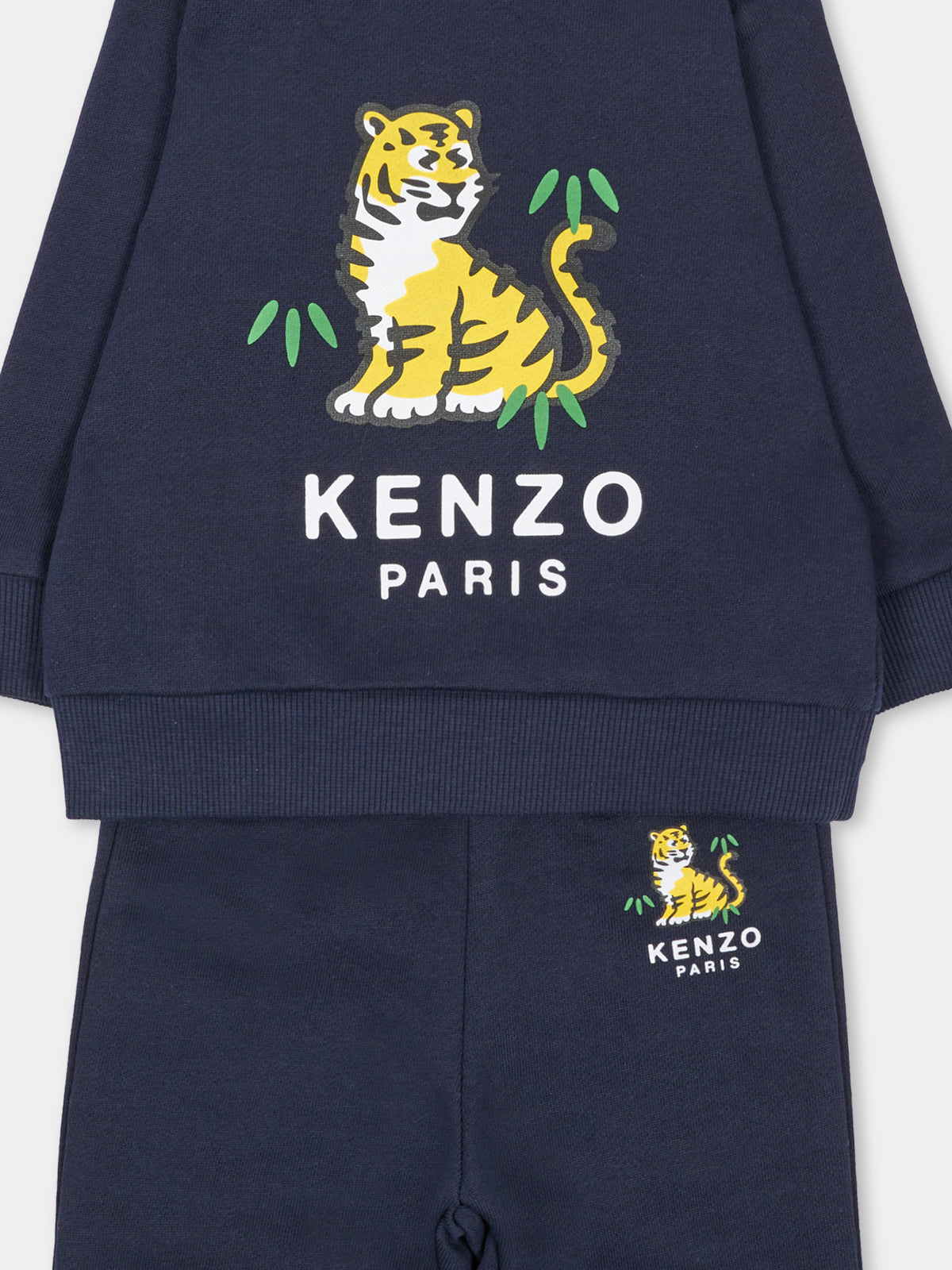 Completo sportivo lungo blu per neonato con tigre,Kenzo Kids,K62102 845