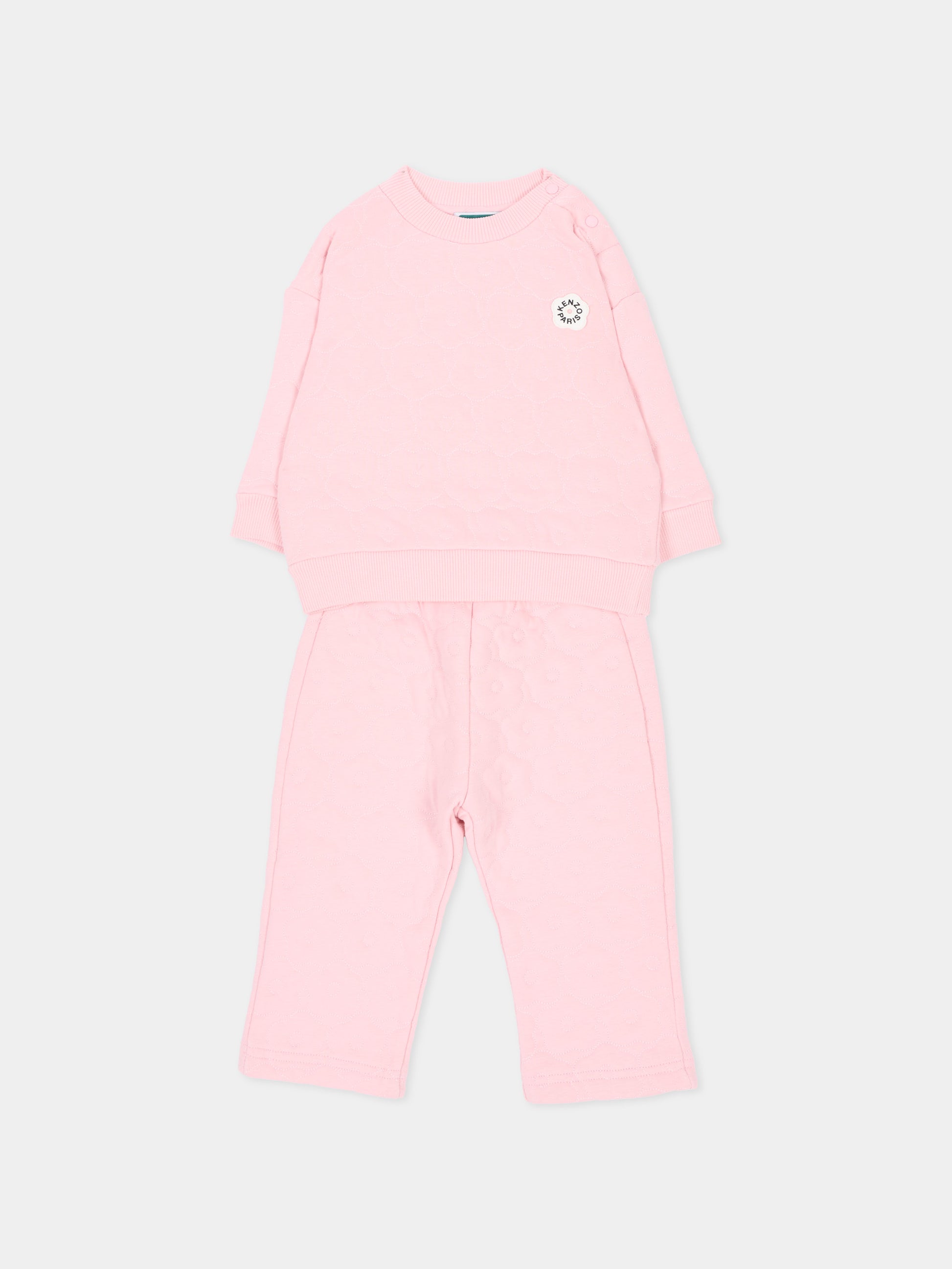 Completo sportivo lungo rosa con logo,Kenzo Kids,K62117 44F