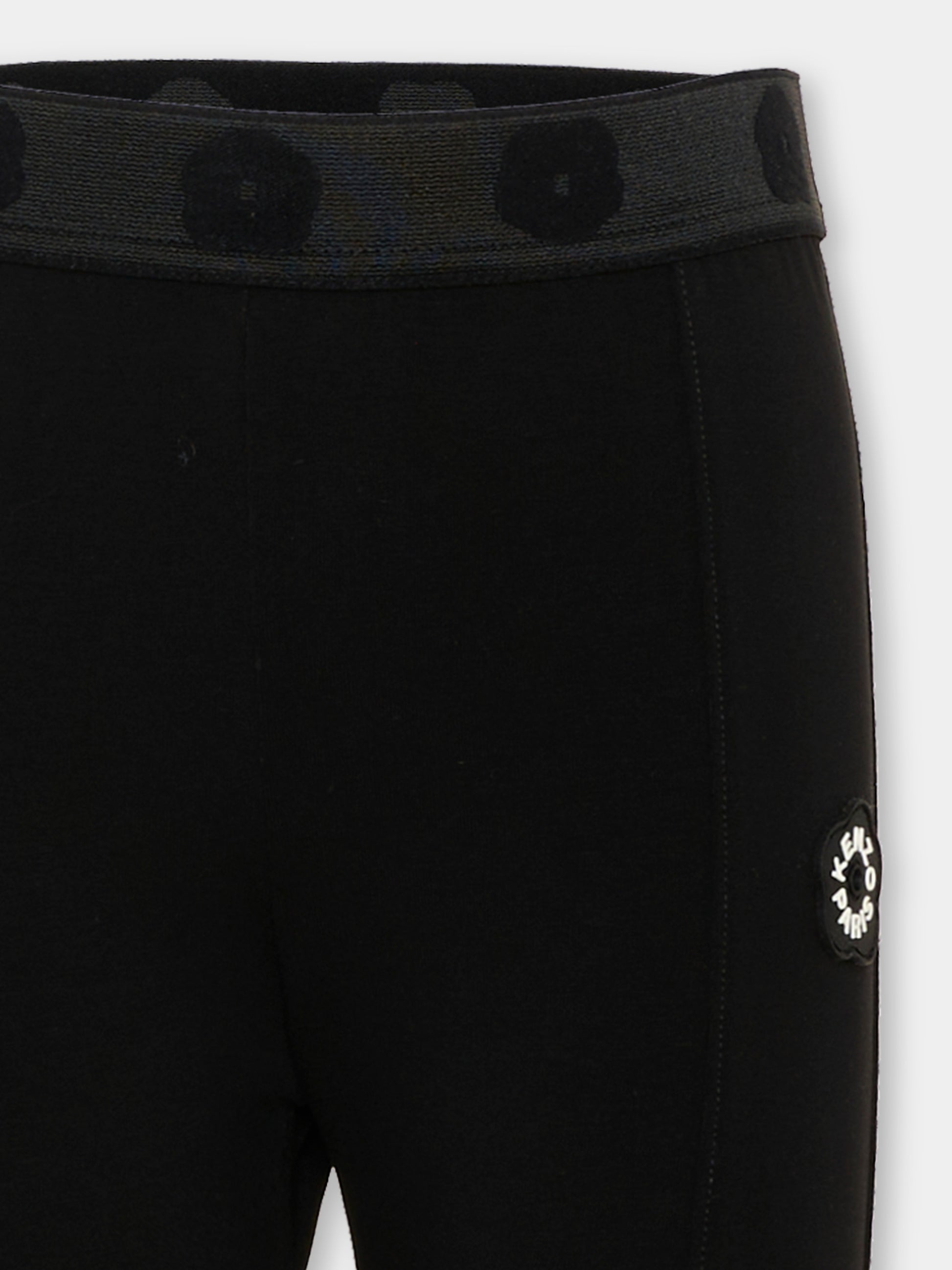 Leggings neri per bambina con logo,Kenzo Kids,K62187 09B