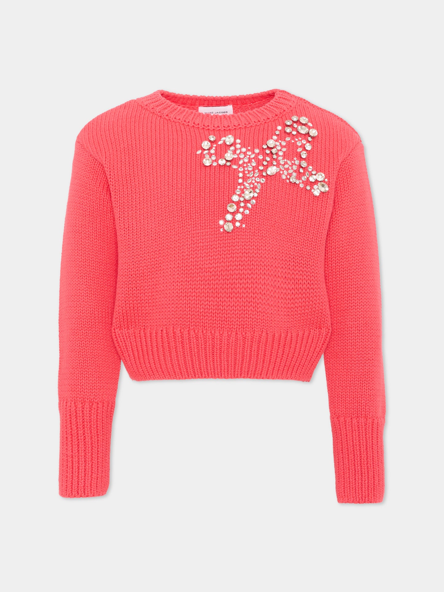 Maglione rosa per bambina con fiocco,Marc Jacobs,W61004 98A