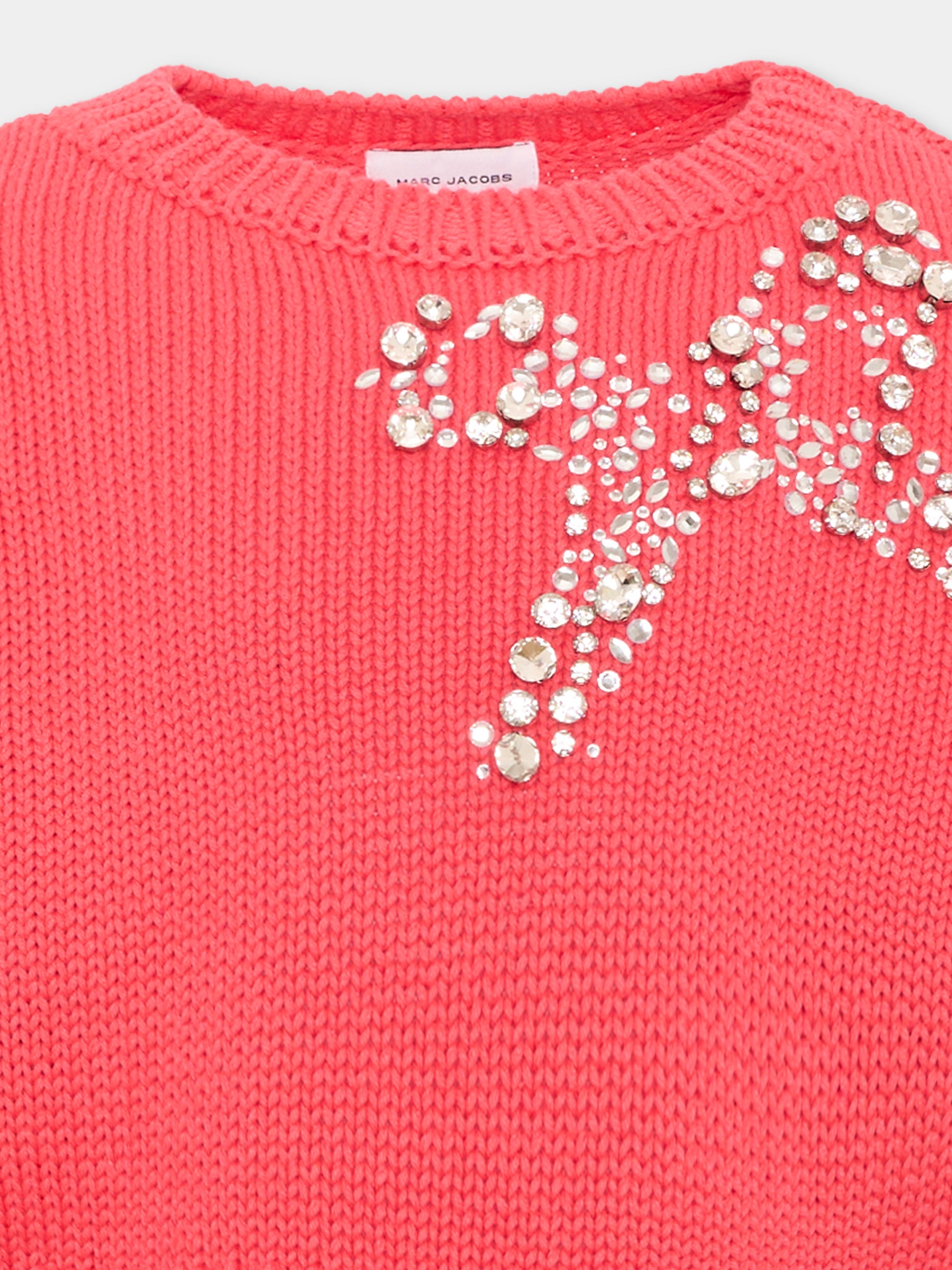 Maglione rosa per bambina con fiocco,Marc Jacobs,W61004 98A