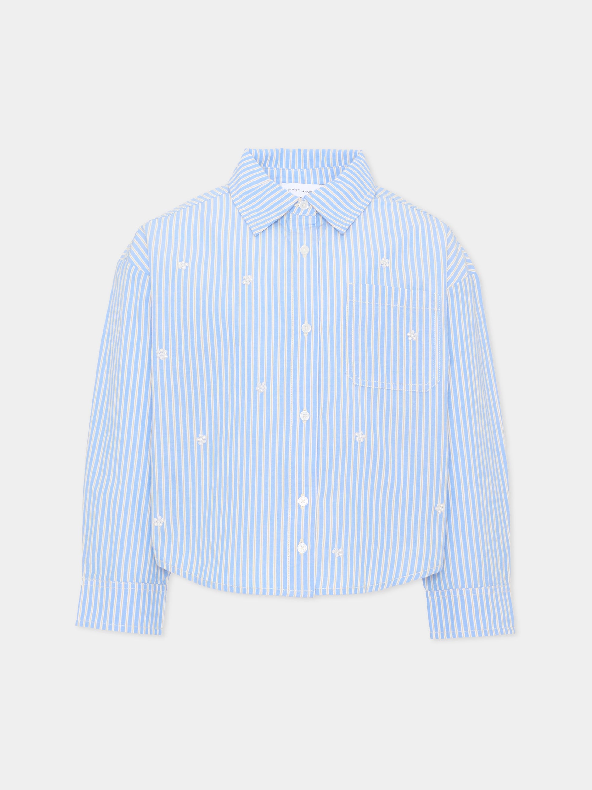Camicia a manica lunga azzurra per bambina rigata,Marc Jacobs,W61017 794