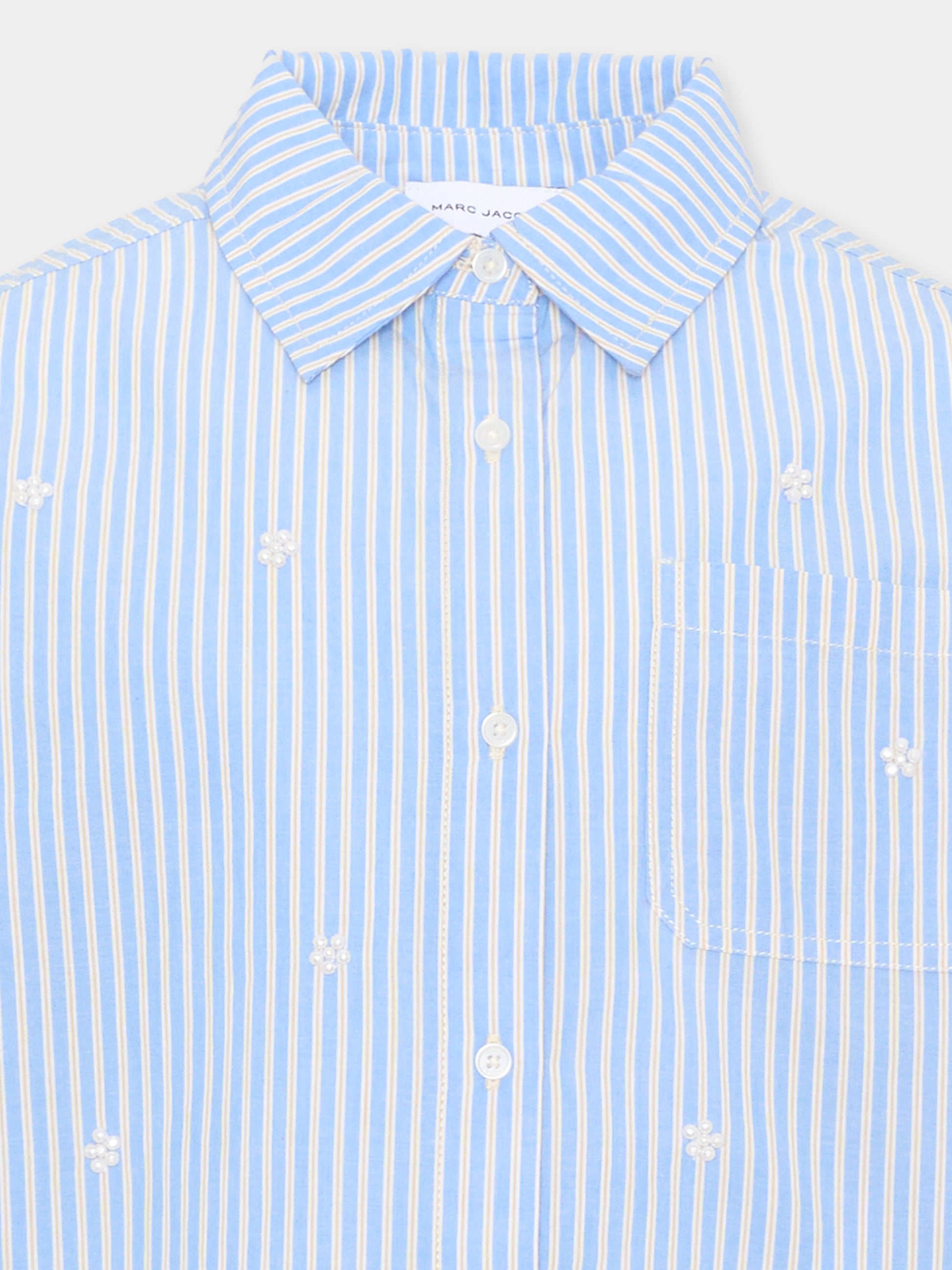 Camicia a manica lunga azzurra per bambina rigata,Marc Jacobs,W61017 794