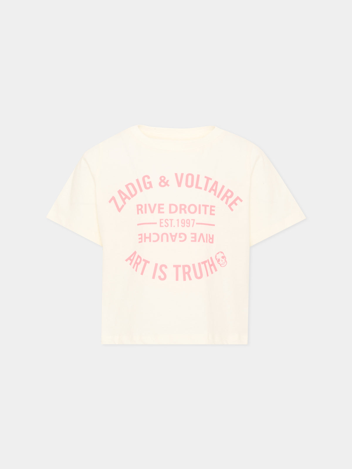 T-shirt avorio per bambina con logo,Zadig & Voltaire Kids,X60793 195