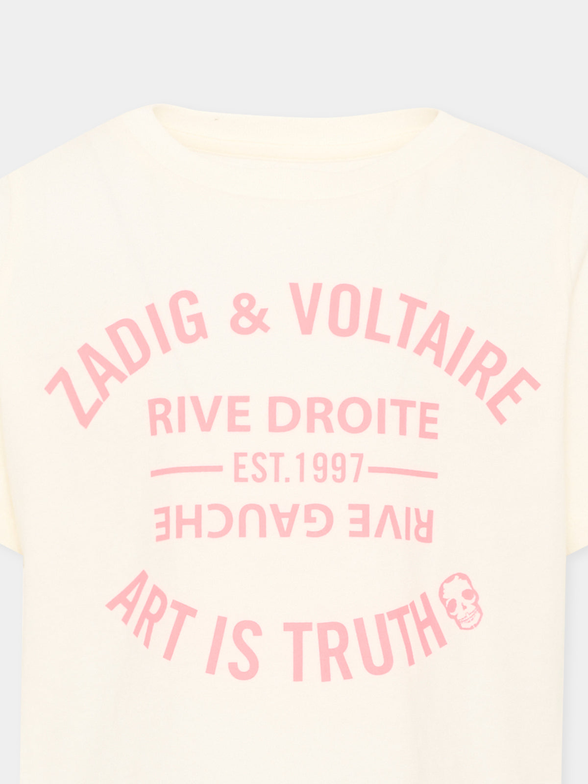 T-shirt avorio per bambina con logo,Zadig & Voltaire Kids,X60793 195