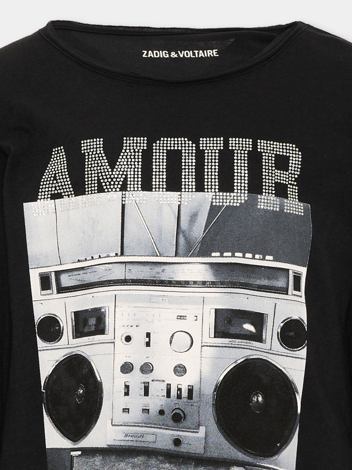 T-shirt nera per bambina con stampa,Zadig & Voltaire Kids,X60796 09B