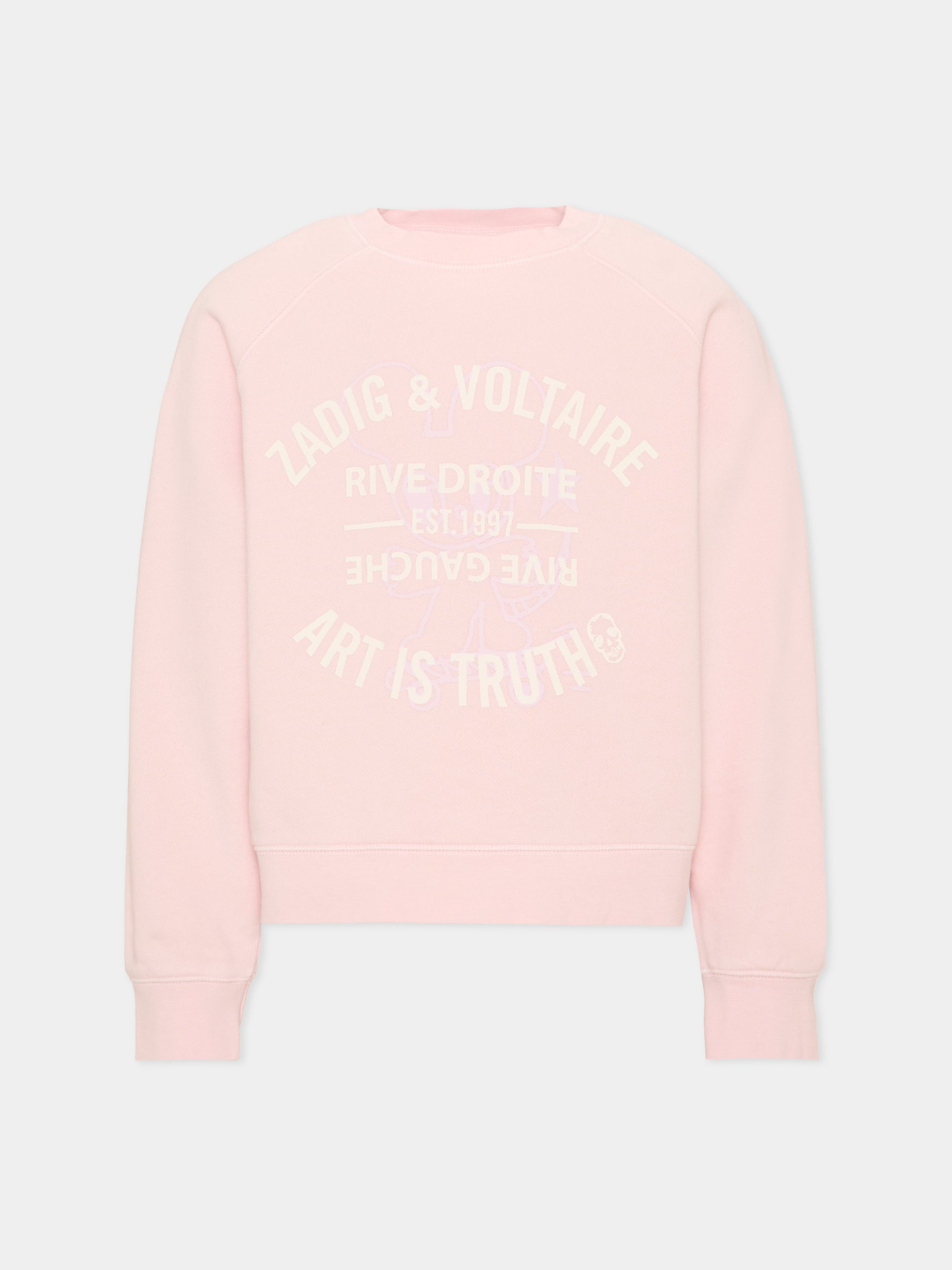 Felpa girocollo rosa per bambina con stampa,Zadig & Voltaire Kids,X60798 44A