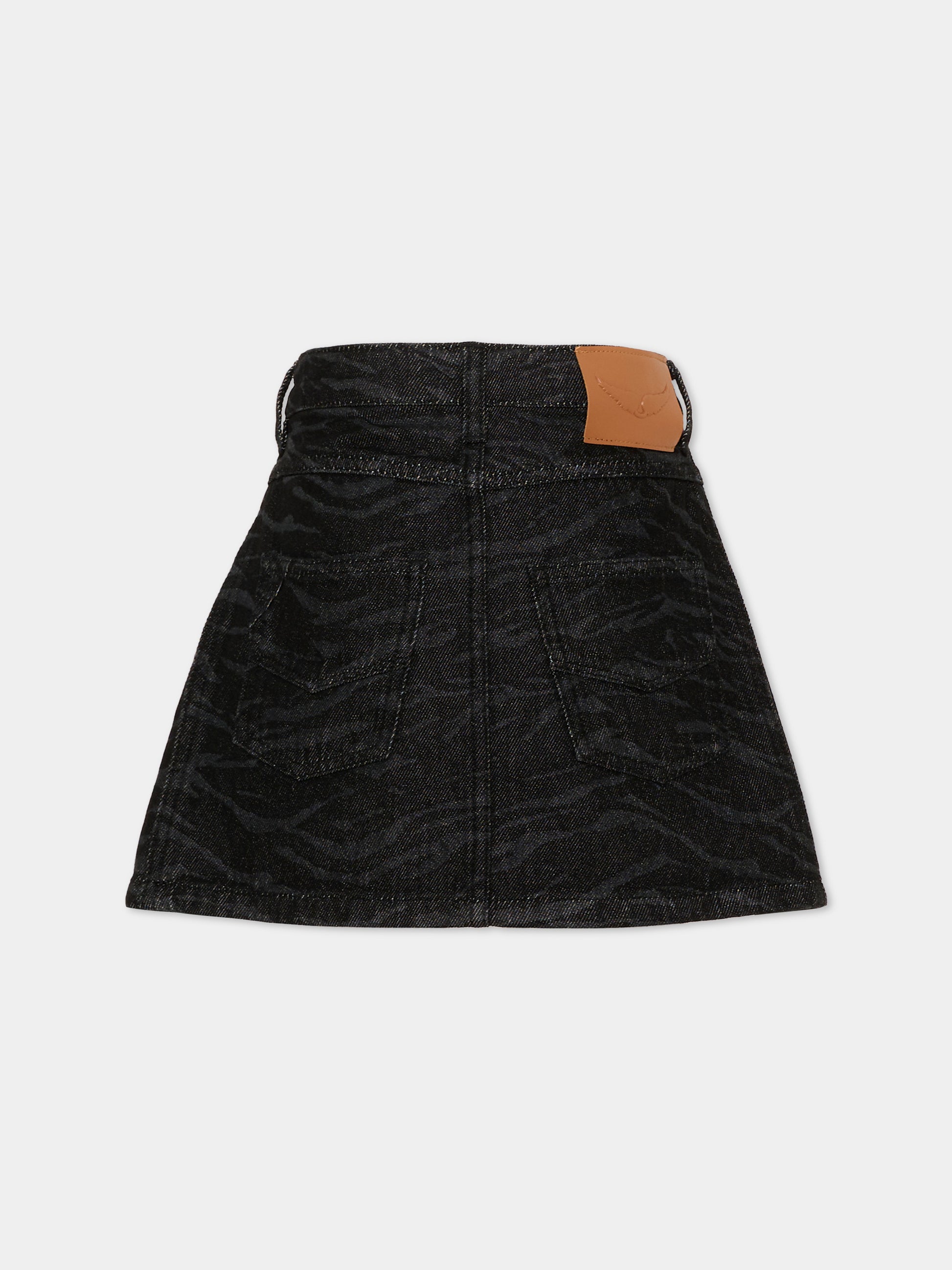 Gonna denim per bambina con stampa zebrata,Zadig & Voltaire Kids,X60819 Z11