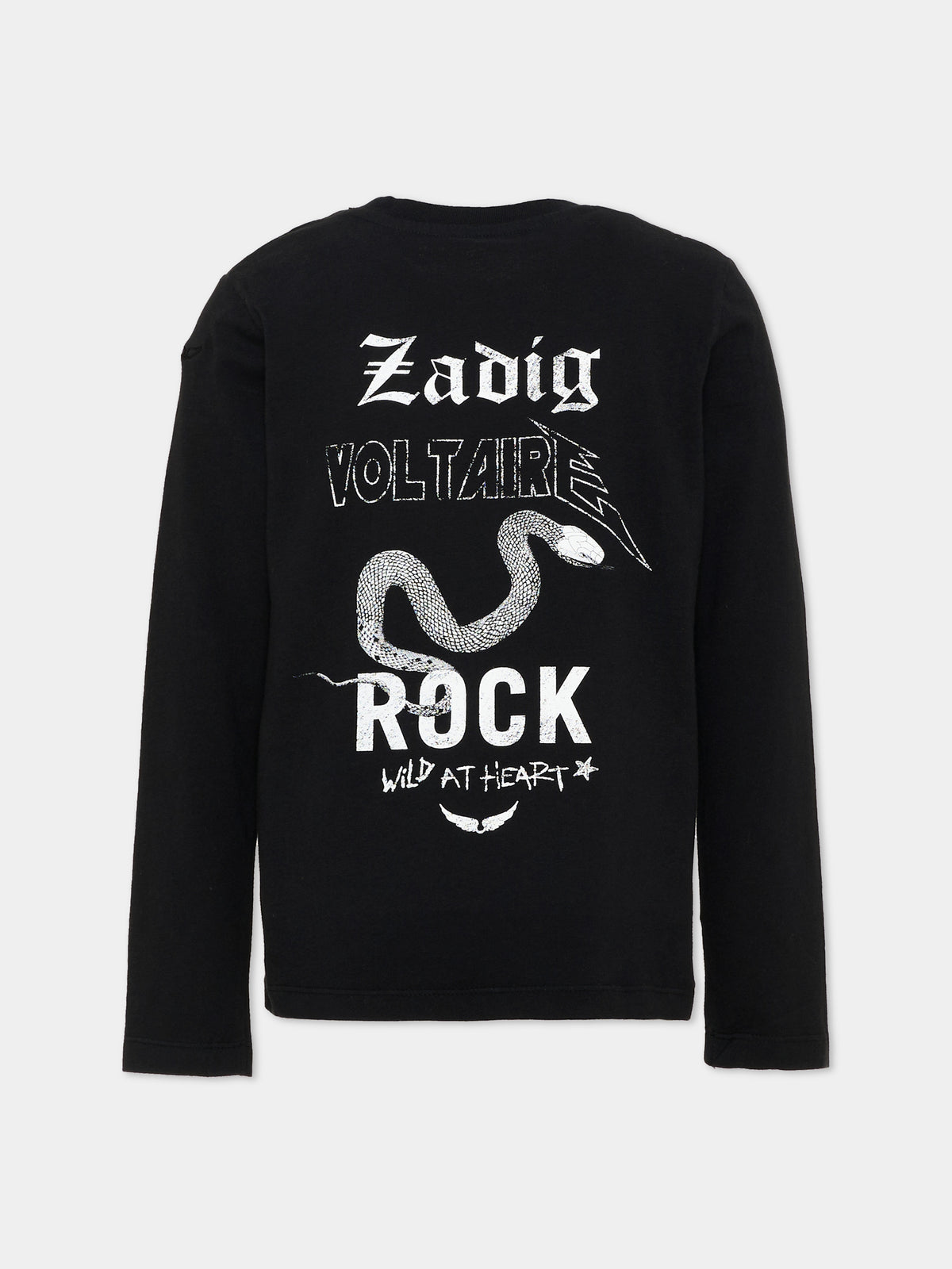T-shirt nera per bambini con logo,Zadig & Voltaire Kids,X60842 09B