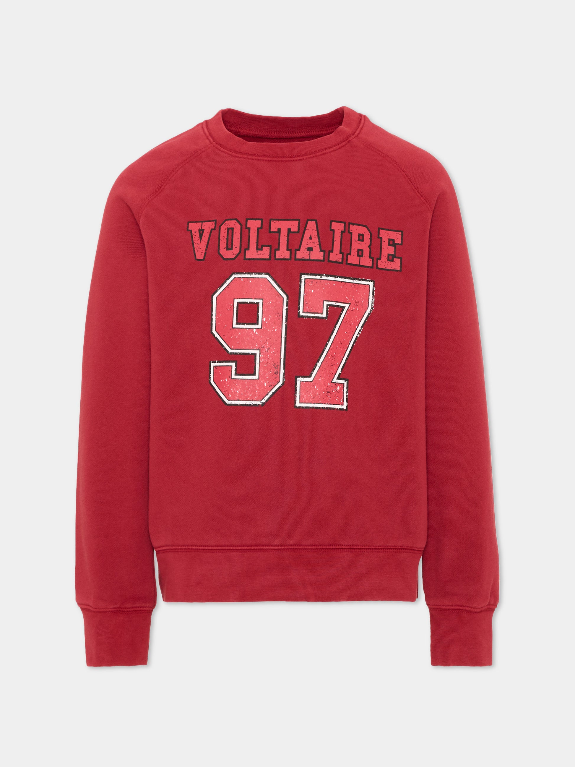 Felpa girocollo bordeaux per bambini con stampa,Zadig & Voltaire Kids,X60846 954