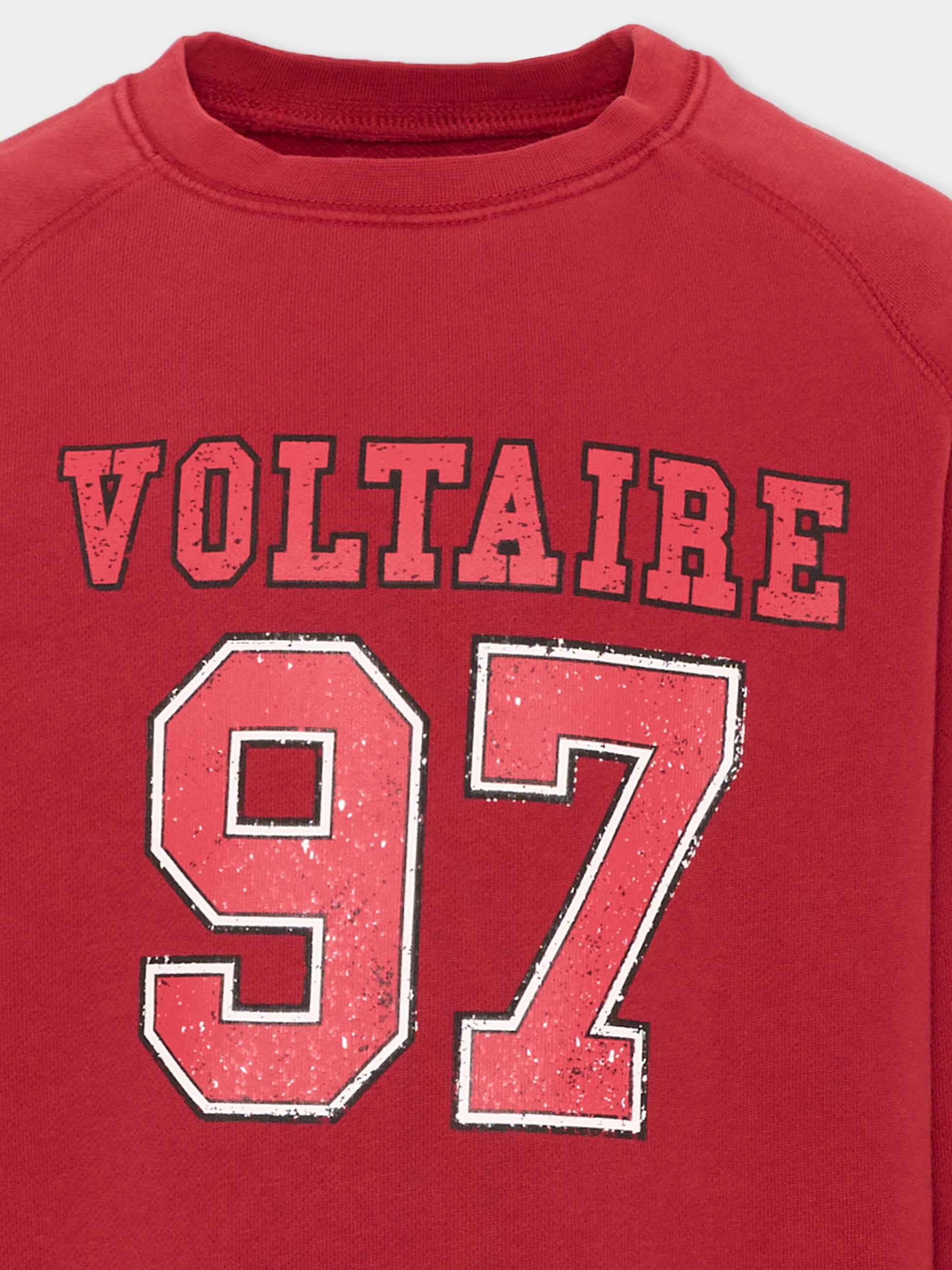 Felpa girocollo bordeaux per bambini con stampa,Zadig & Voltaire Kids,X60846 954