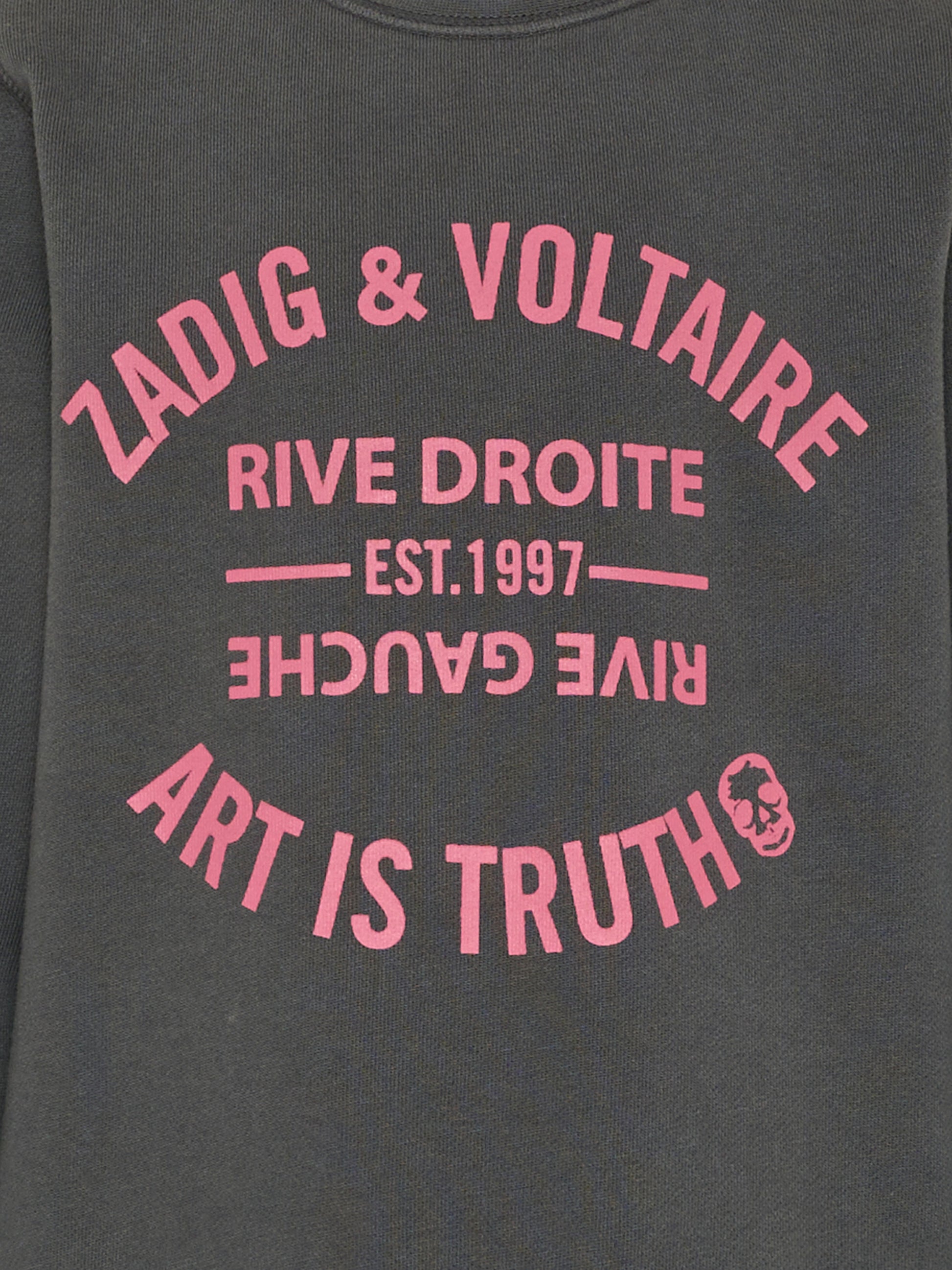 Felpa girocollo grigia per bambina con logo,Zadig & Voltaire Kids,X60867 096