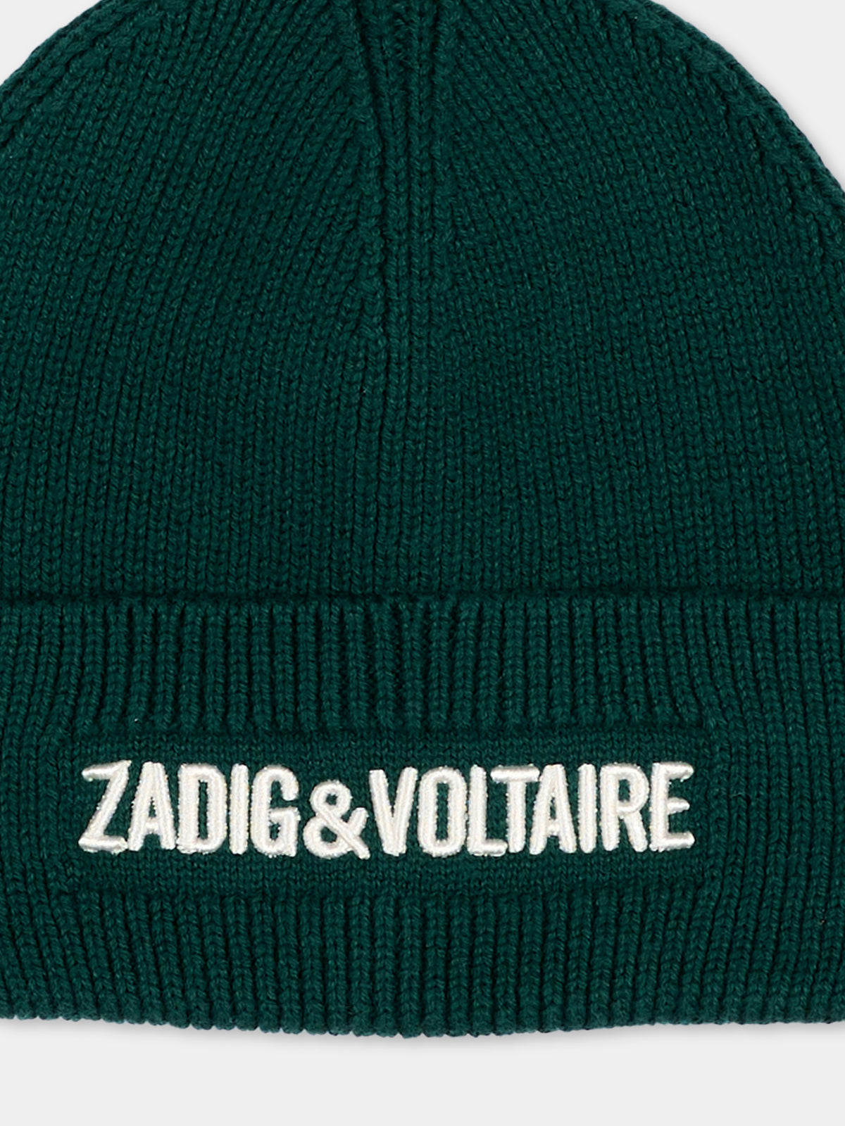 Berretto verde per bambini con logo,Zadig & Voltaire Kids,X60885 66H