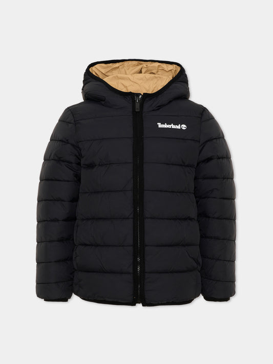 Piumino nero per bambino con cappuccio,Timberland,T60377 M13