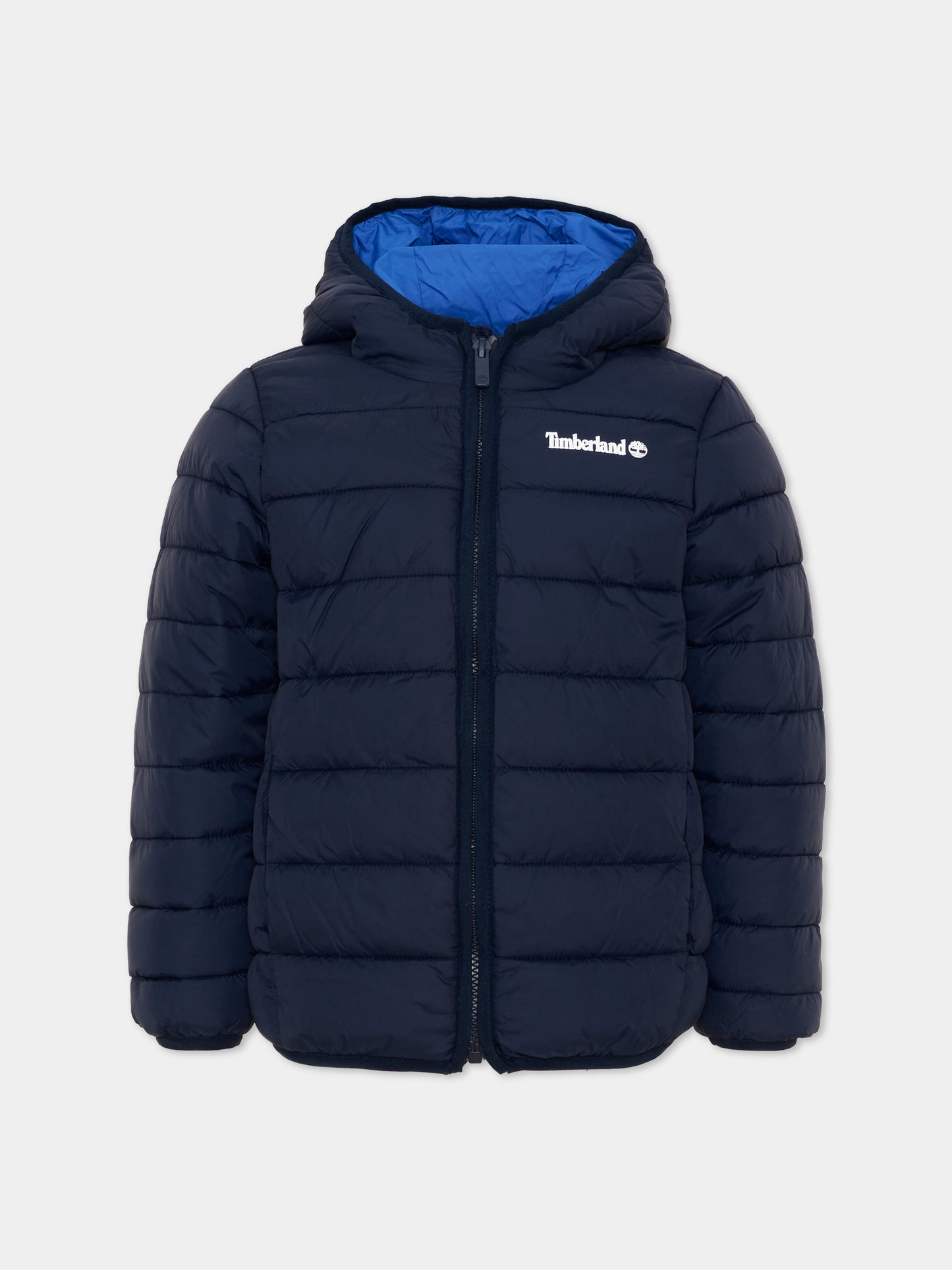 Piumino blu per bambino con cappuccio,Timberland,T60377 849