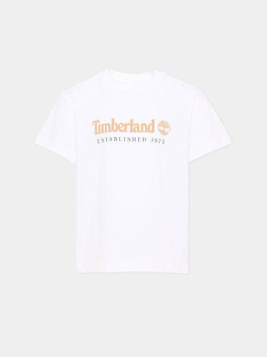 T-shirt bianca per bambino con logo,Timberland,T60968 10P