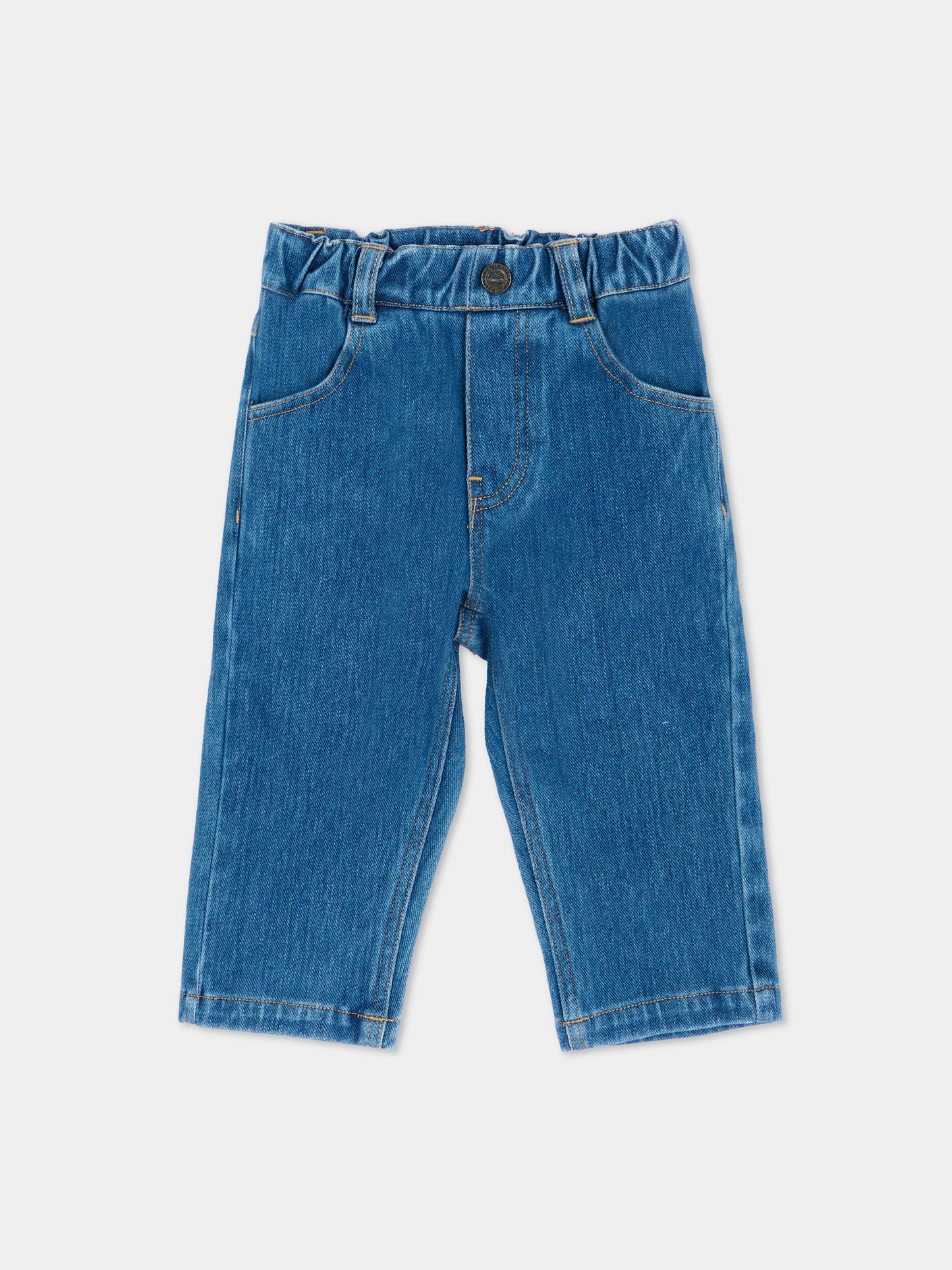 Jeans denim per neonato con patch logo,Timberland,T61014 Z06