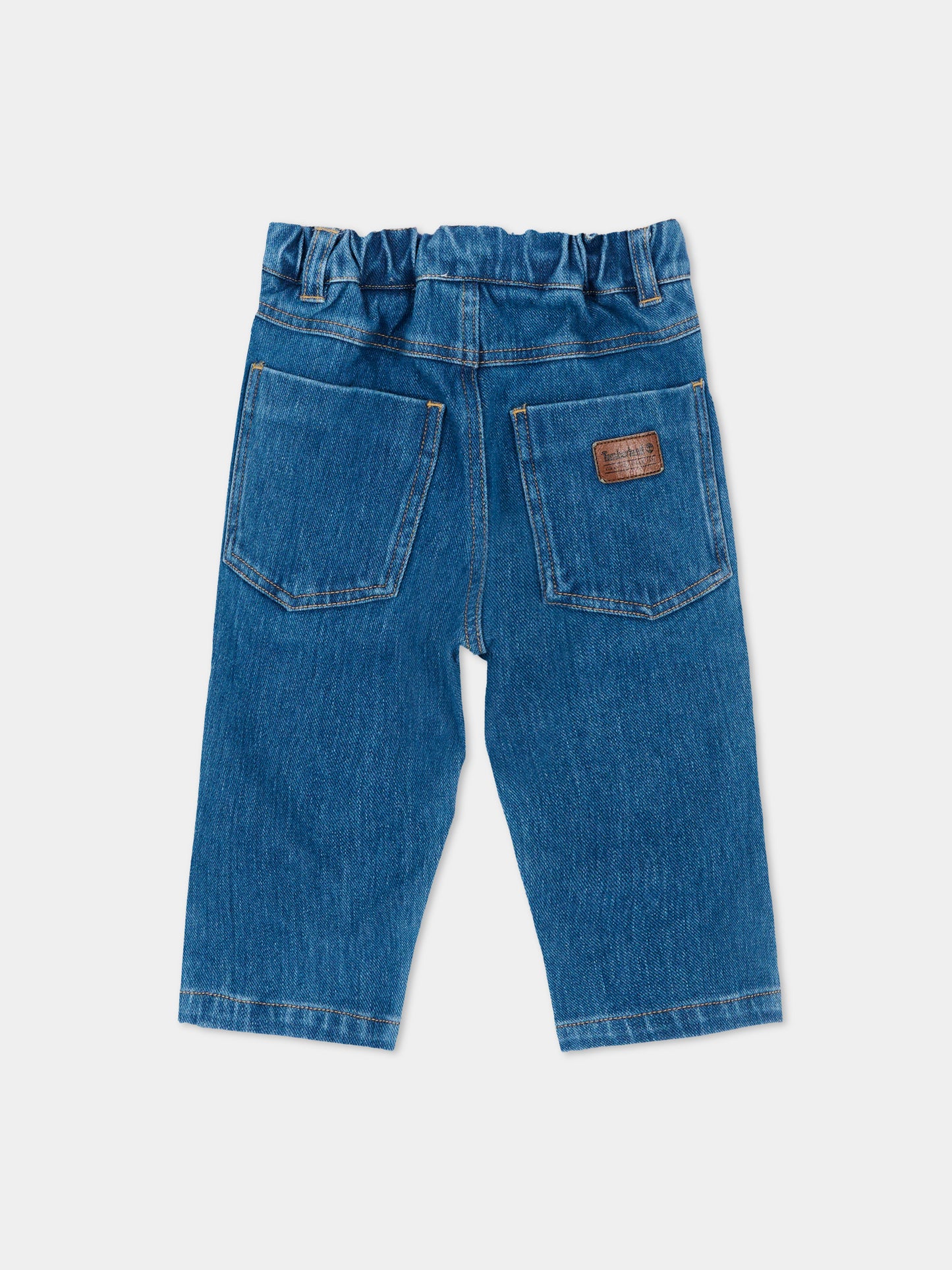 Jeans denim per neonato con patch logo,Timberland,T61014 Z06