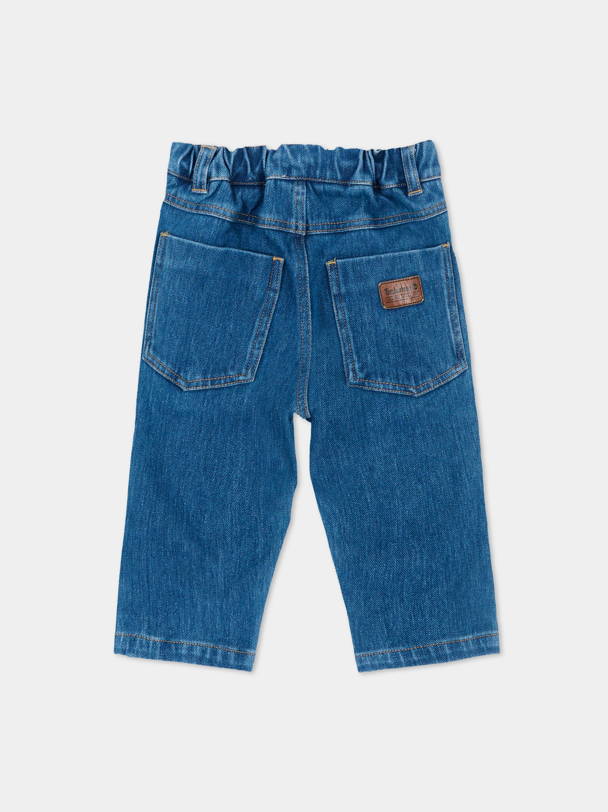 Jeans denim per neonato con patch logo,Timberland,T61014 Z06