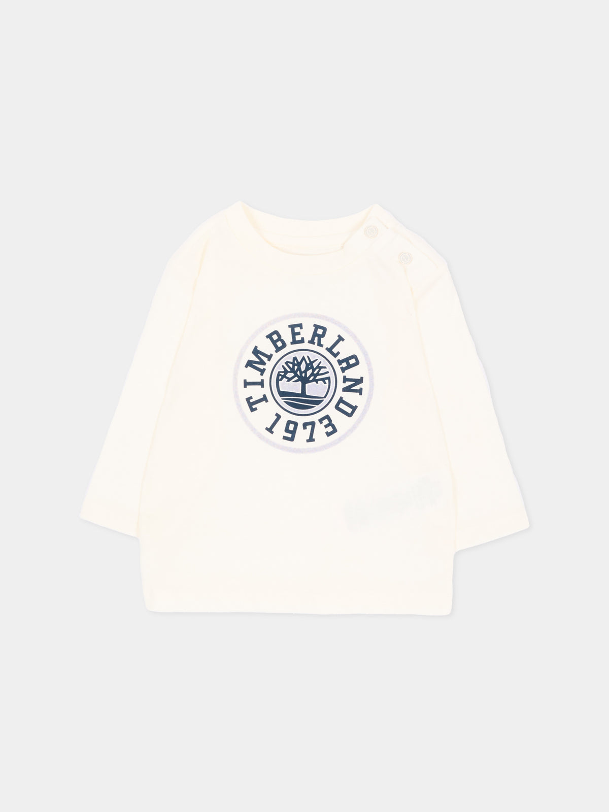 T-shirt a manica lunga avorio con logo,Timberland,T61026 127