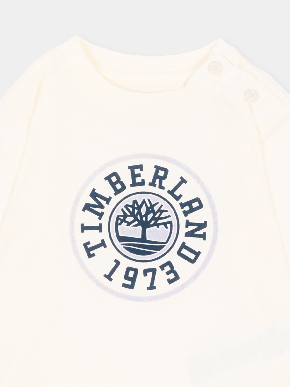 T-shirt a manica lunga avorio con logo,Timberland,T61026 127